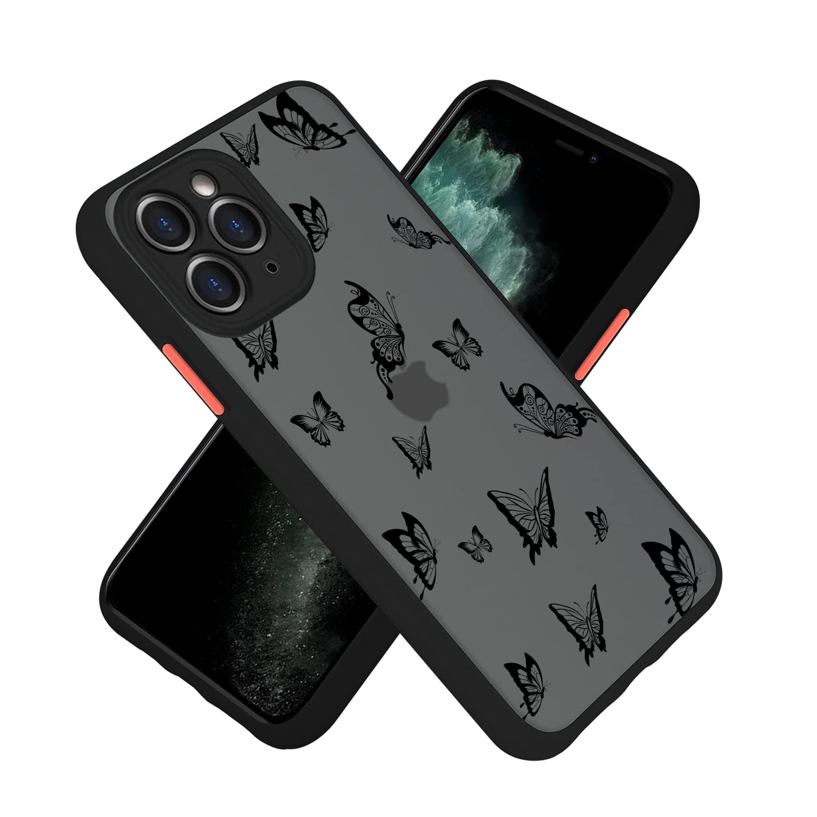 Butterfly iPhone 11 Pro Max Case for Women - Translucent Matte Soft TPU Bumper with Hard PC Back | Cute Protective Cover for iPhone 11 Pro Max 6.5