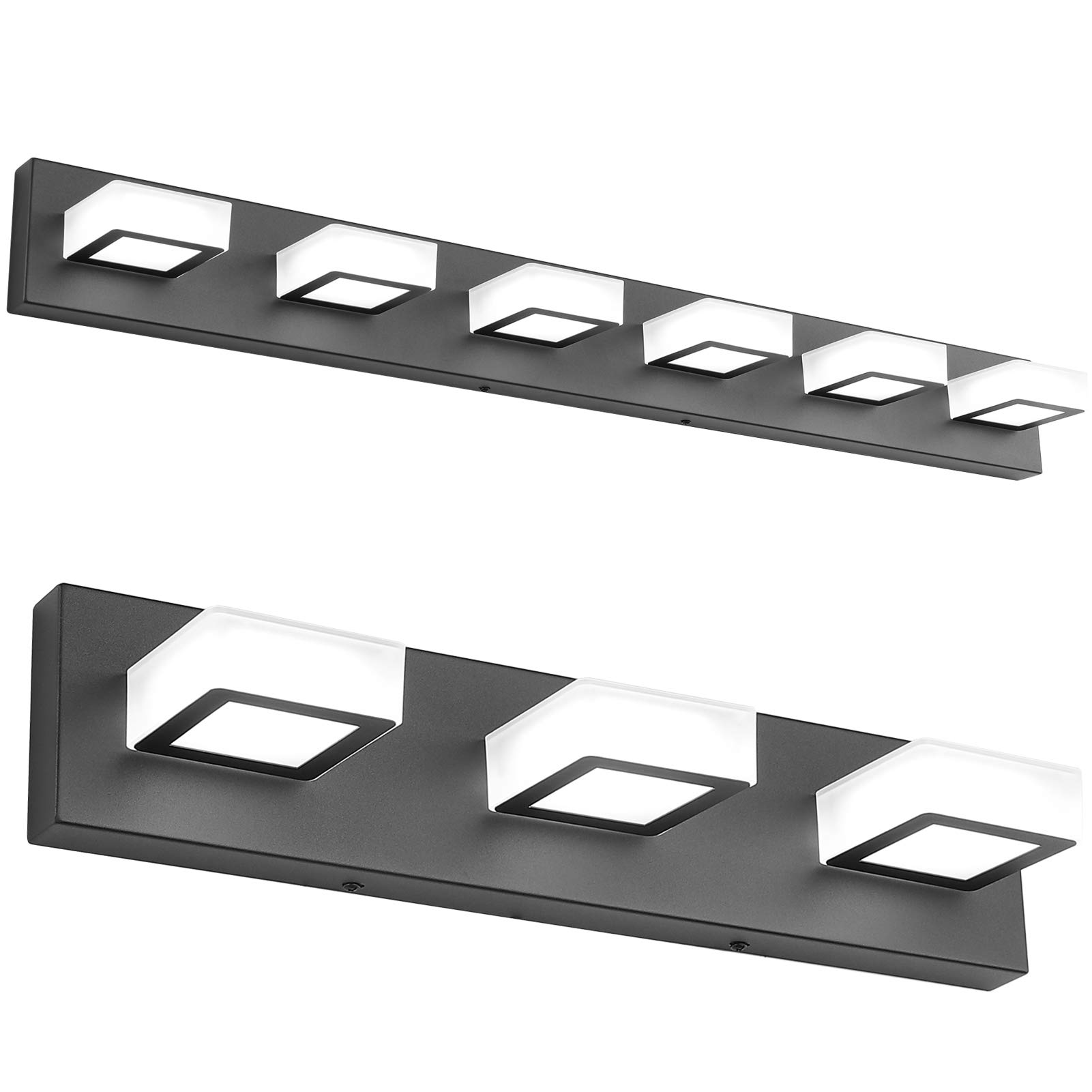 Ralbay Matte Black Vanity Lights - 12W LED Bathroom Light Fixture with Acrylic Shade, Modern Dimmable Vanity Mirror Lighting for Bathroom, Bedroom & Makeup Area