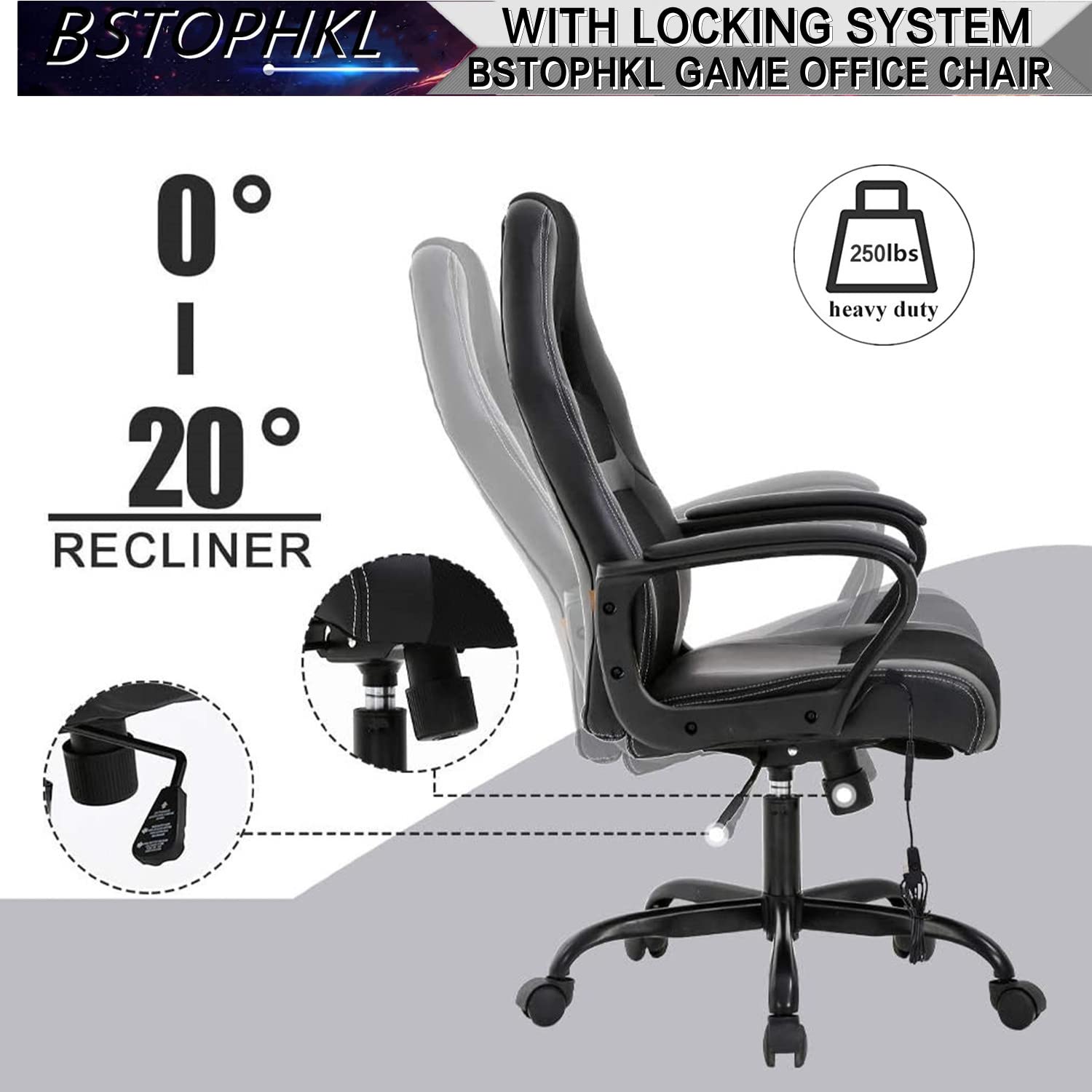 Premium Ergonomic Gaming Chair with Massage & Lumbar Support - Adjustable Reclining Office Chair for Adults & Teens - Black Computer Gaming Chair with Headrest & Armrests - Perfect for Esports, Streaming & Home Office Workspace