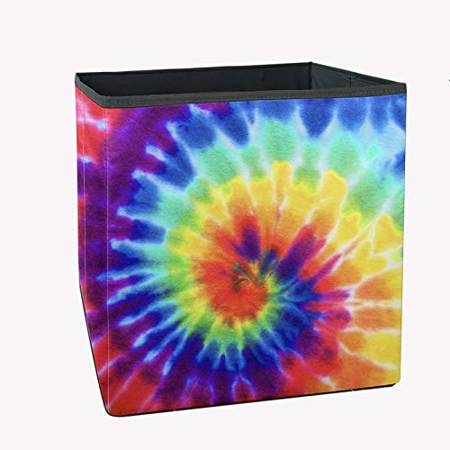 FUIBENG Kids Storage Box - Colorful Tie Dye Foldable Fabric Storage Bins for Baby Clothes, Toys & Home Organization | Durable Storage Cubes for Bedroom, Living Room, Nursery & Office | Perfect for Closet, Shelves & Underbed Storage