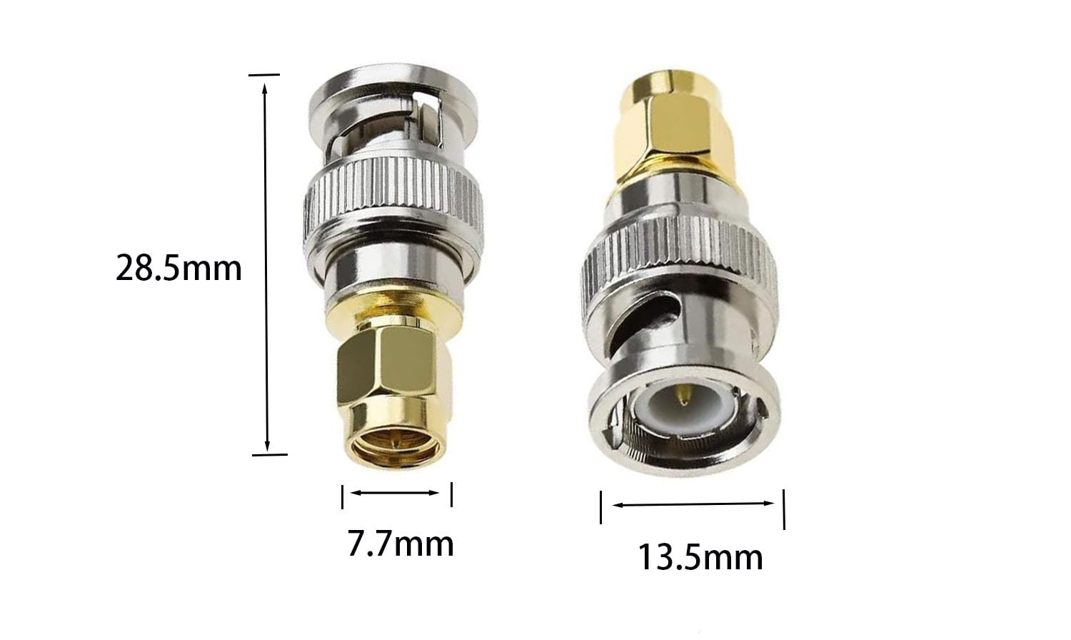 DHT Electronics 2-Pack SMA Male to BNC Male RF Coaxial Adapter - Perfect for Ham Radio, CCTV, and Test Equipment Connections