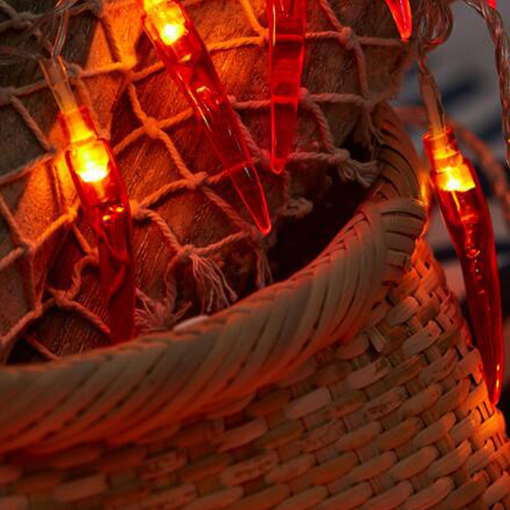 20 LED Red Chili String Lights - 10ft Battery Operated Fairy Lights for Wedding, Party, Christmas & Chinese New Year Decorations | Indoor/Outdoor Festive Lighting for Home, Garden & Holiday Celebrations