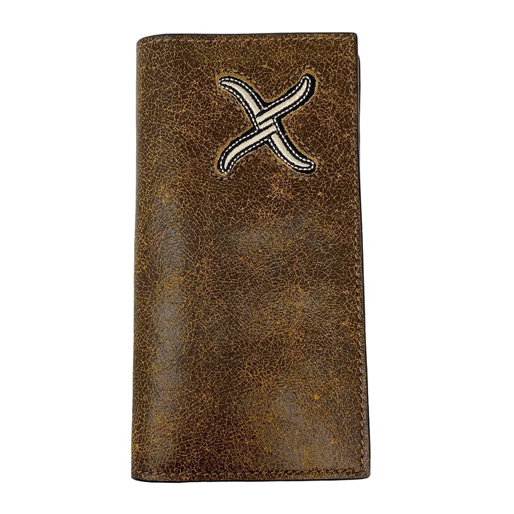 Twisted X Distressed Leather Wallet with Cream X (Rodeo) - Genuine Leather Bifold Wallet for Men - Perfect for Everyday Use, Travel & Western Style Fashion