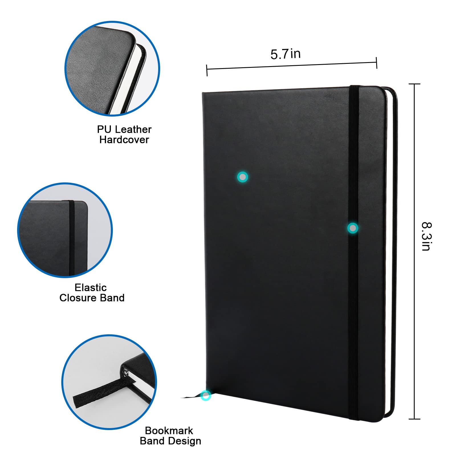 Premium Leather Journal Notebook for Women & Men - 8.3