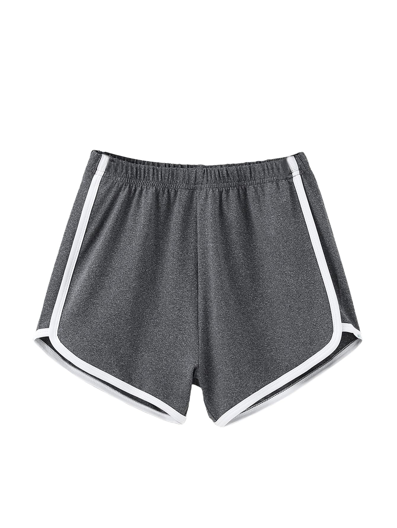 Romwe Women's High Waist Contrast Binding Dolphin Hem Running Shorts - Elastic Workout Shorts for Gym, Yoga, and Casual Wear