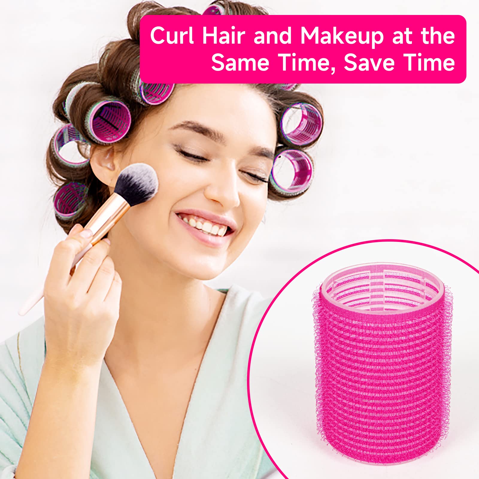 57pcs Self Grip Hair Rollers with Clips - Velcro Rollers for Volume & Curls - Large Jumbo Rollers for Long & Short Hair - Salon Quality Hair Curlers for Home Styling & Professional Use