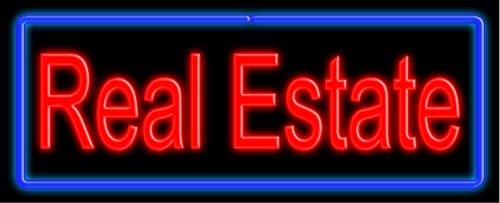 Custom Real Estate Glass Neon Sign #10614 - Handcrafted in USA | Perfect for Office Decor, Home Bar, or Business Signage