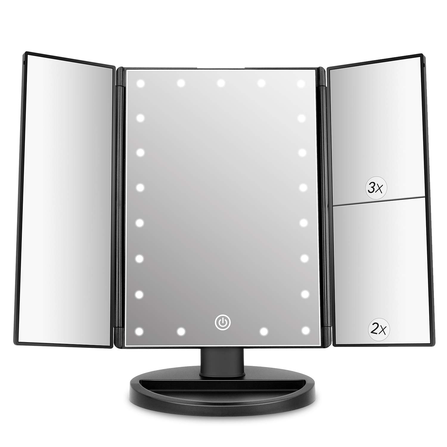 Deweisn LED Vanity Mirror - 21 Lights, Touch Screen, 3X Magnification for Makeup & Travel