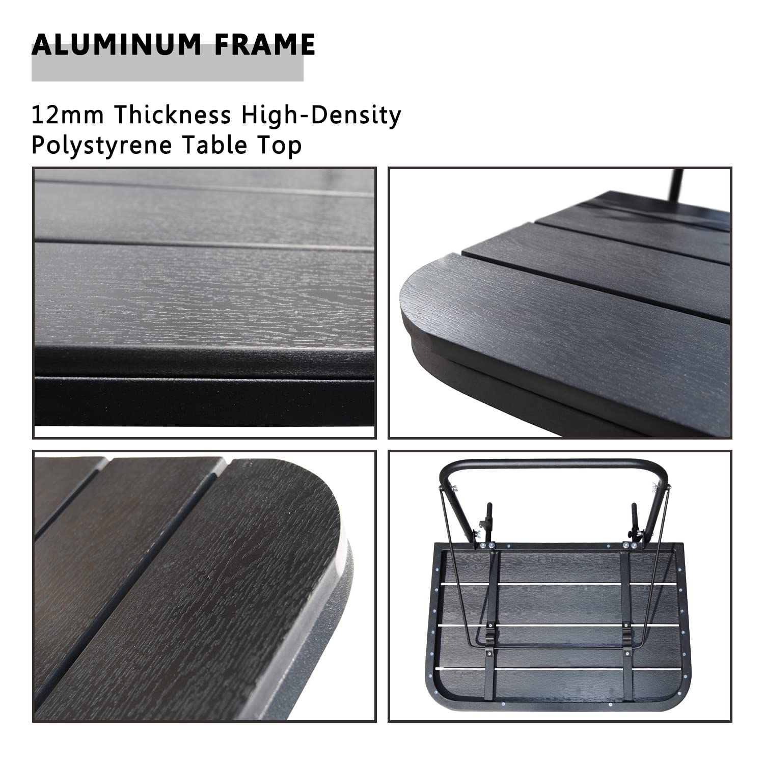 **Balcony Railing Table - Outdoor Hanging Folding Bar Table for Railings, Patio & Deck - Adjustable Aluminum Metal Side Table (23.6
