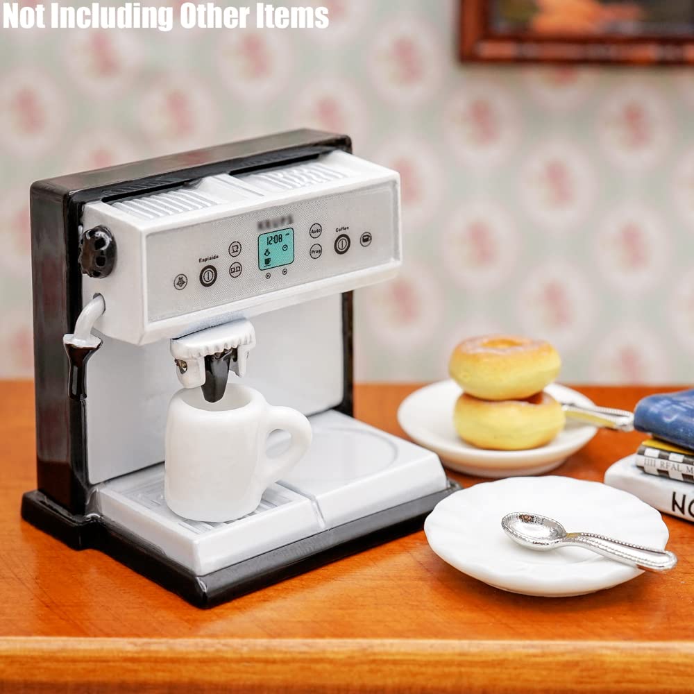 Odoria 1/12 Scale Miniature Coffee Maker Set with Cups - Realistic Dollhouse Kitchen Accessories for Miniature Scenes, DIY Crafts, and Model Displays