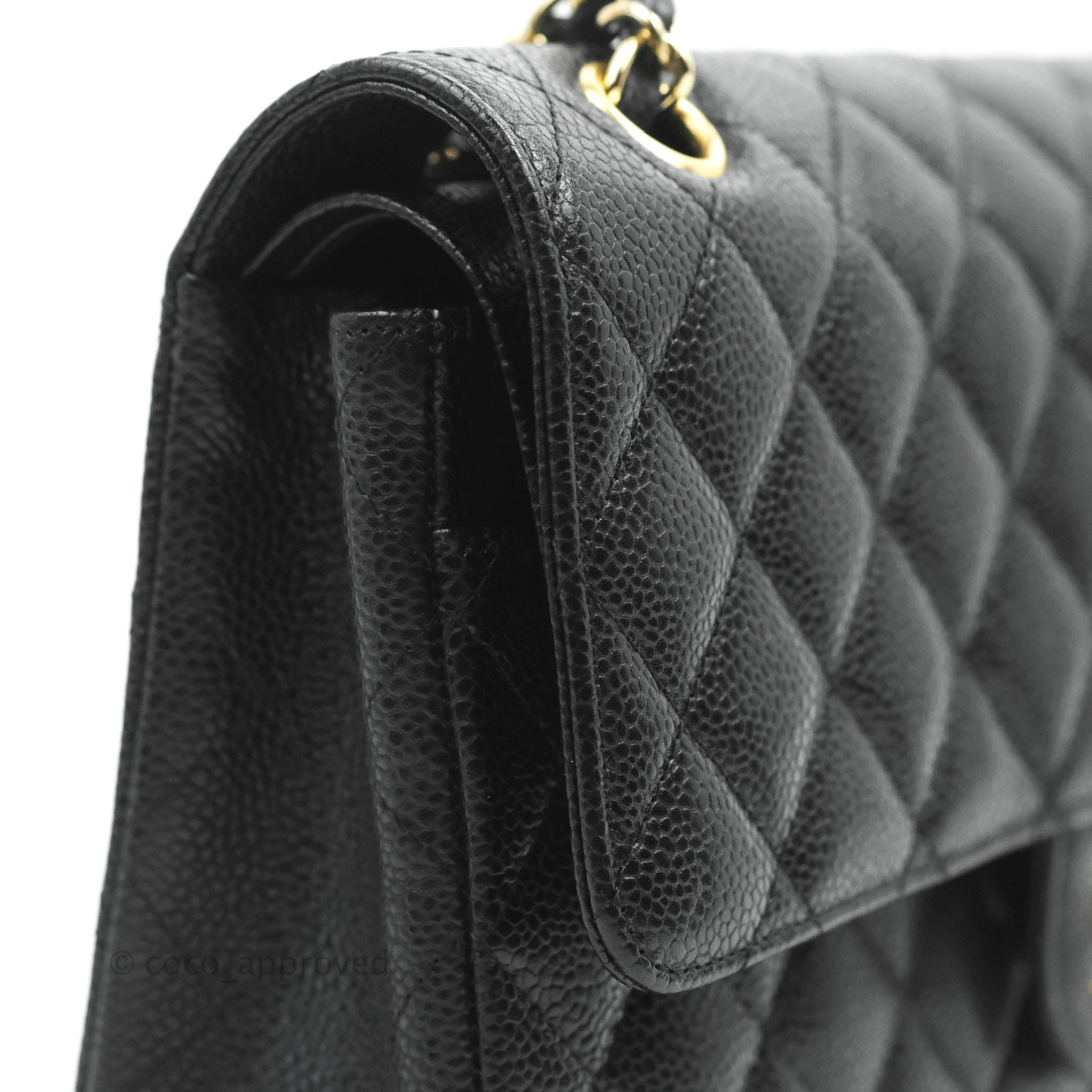 Chanel Classic M/L Medium Double Flap Bag in Black Caviar Leather with 24K Gold Hardware - Perfect for Luxury Fashion & Evening Events