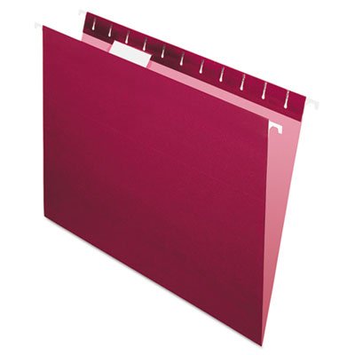 Burgundy Hanging File Folders with 1/5 Tab - Letter Size (25/Box) - Office Organization & Document Filing for Home, School, or Business Use