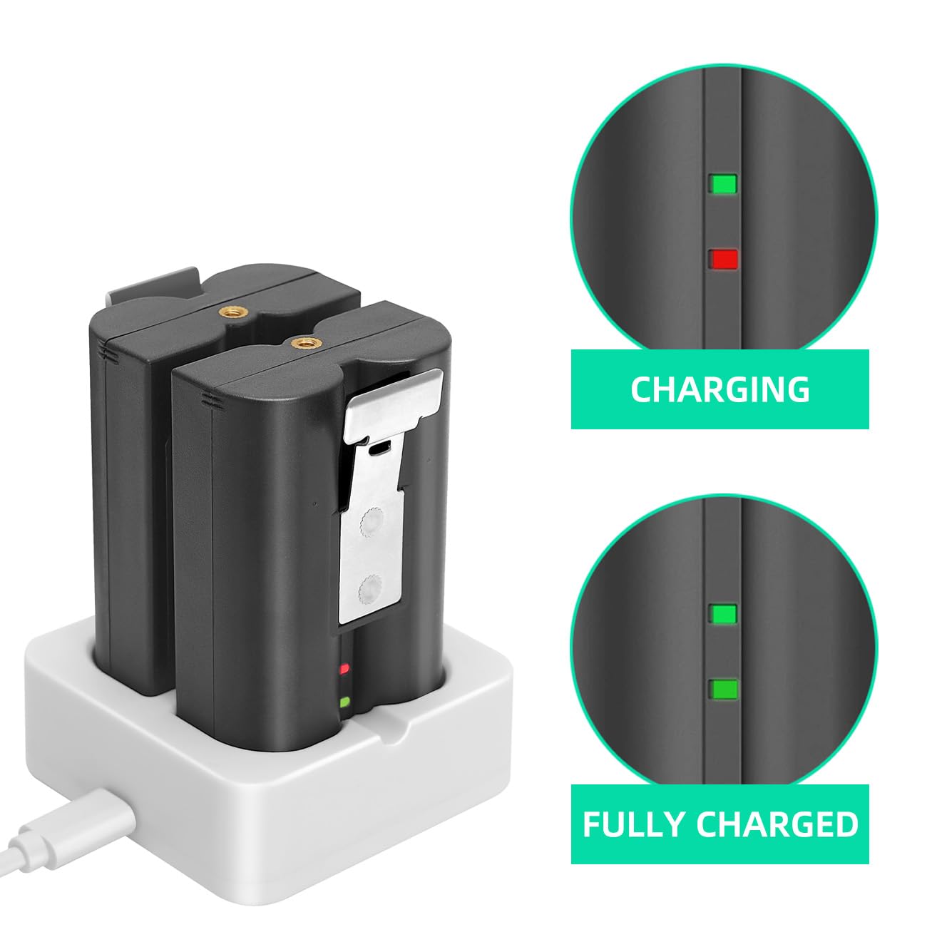 2-Pack 6040mAh Replacement Battery with Charger Station for Ring Doorbell 2/3/4, Spotlight Camera & Stick Up Cam - Indoor & Outdoor Security (White Charger + 2 Batteries) - Perfect for Home Security & Continuous Surveillance