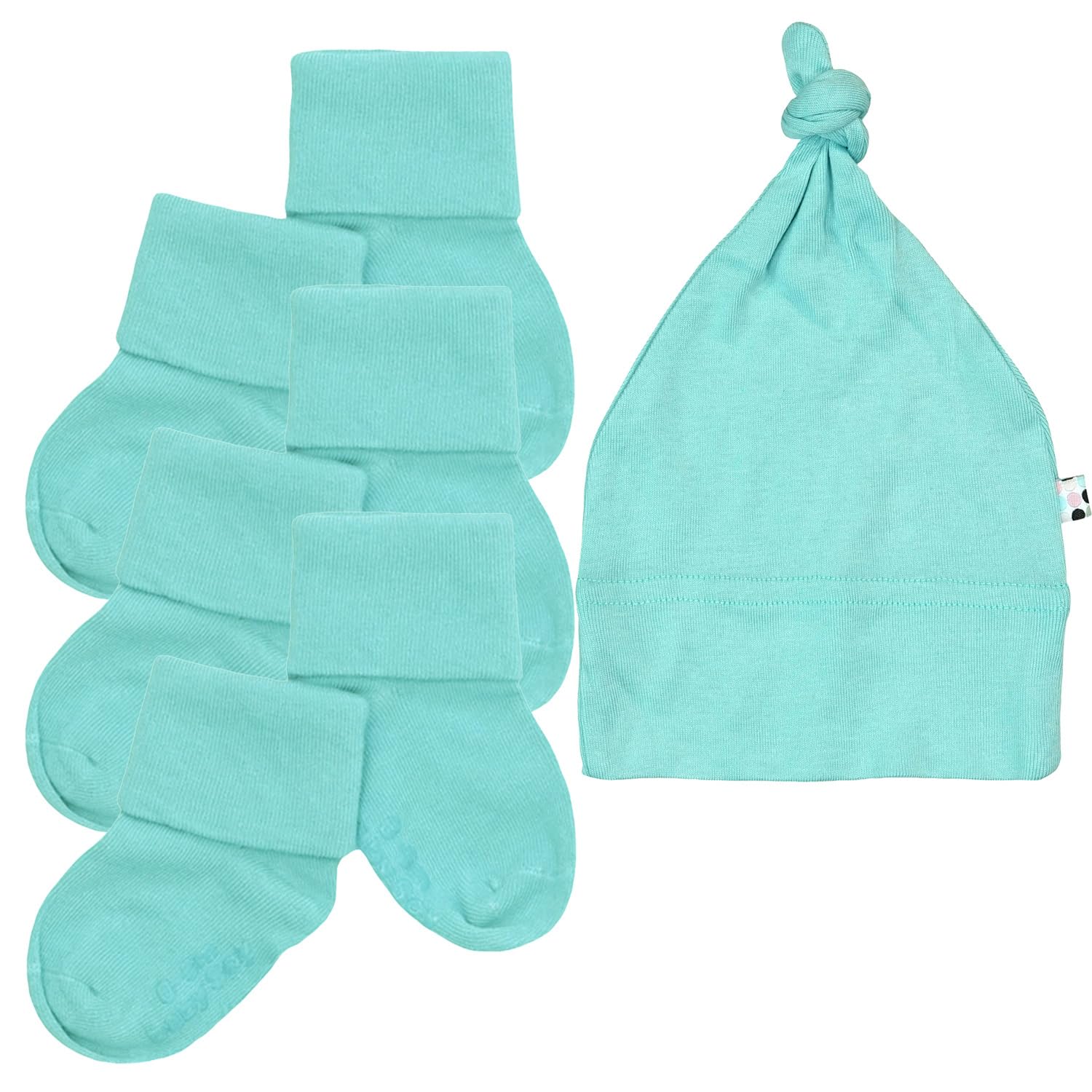 Babysoy Newborn Unisex Baby Beanie & Gripper Socks Set - Soft Cotton Knit Hat and Non-Slip Socks for Infants 0-12 Months | Perfect for Photoshoots, Gifts, and Everyday Wear