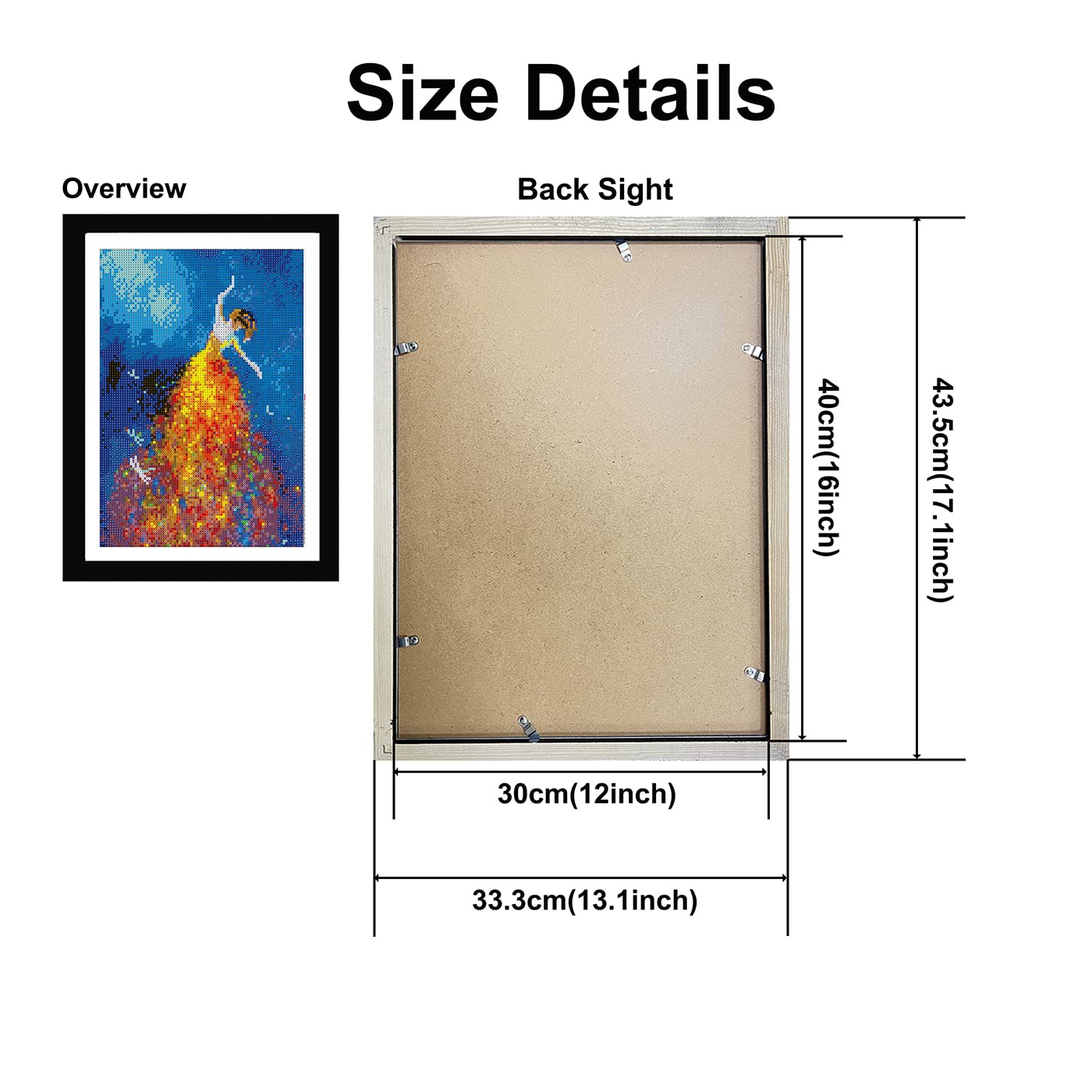 Betionol 12x16 Picture Frame 2 Pack - Black Solid Wood Frame with Acrylic Glass for 12x16in/30x40cm Diamond Paintings, Photos & Prints - Includes Back Mat & Hanging Kit - Perfect for Home Decor, Office Display & Gift Giving