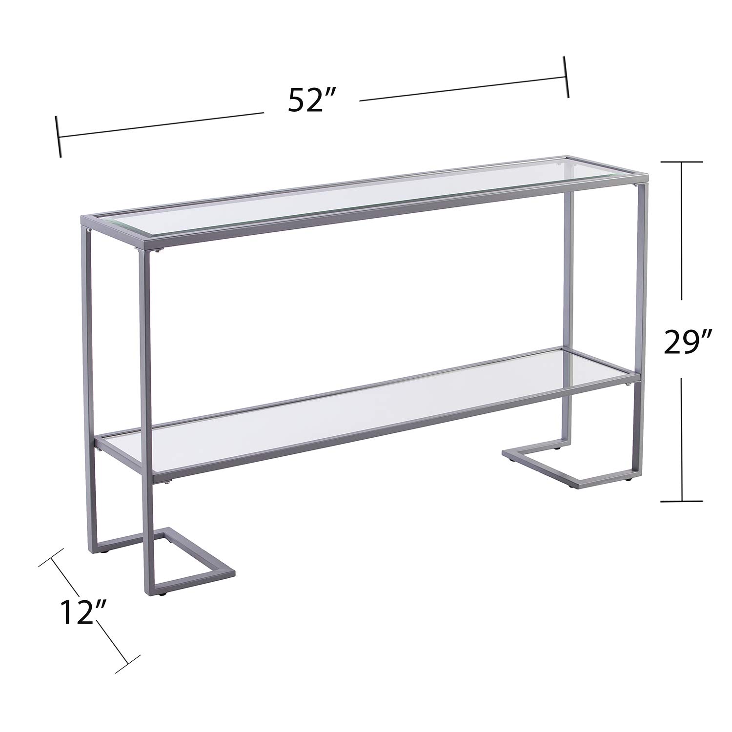 SEI Furniture Southern Enterprises Horten Glam Narrow Console Table - Silver Finish | Elegant Entryway, Hallway & Living Room Decor | Slim Sofa Table for Small Spaces