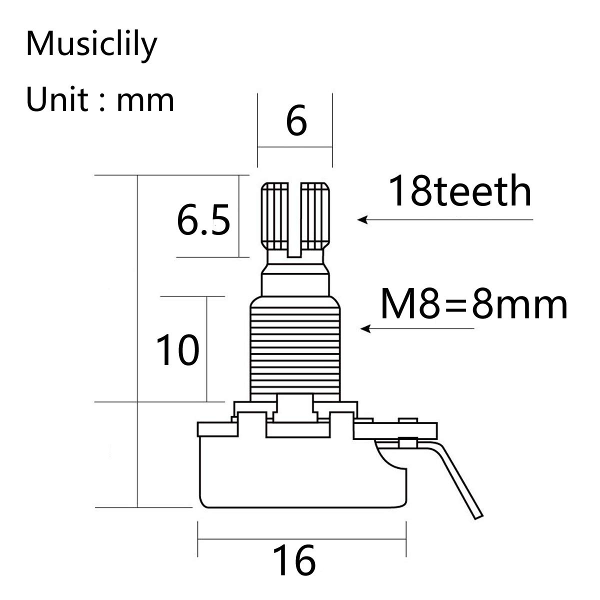 Alpha Mini Metric Split Shaft Control Pots - A500K Audio Taper Potentiometer Set of 4 for Guitar & Bass Electronics - Perfect for Volume/Tone Control Mods & DIY Guitar Repair