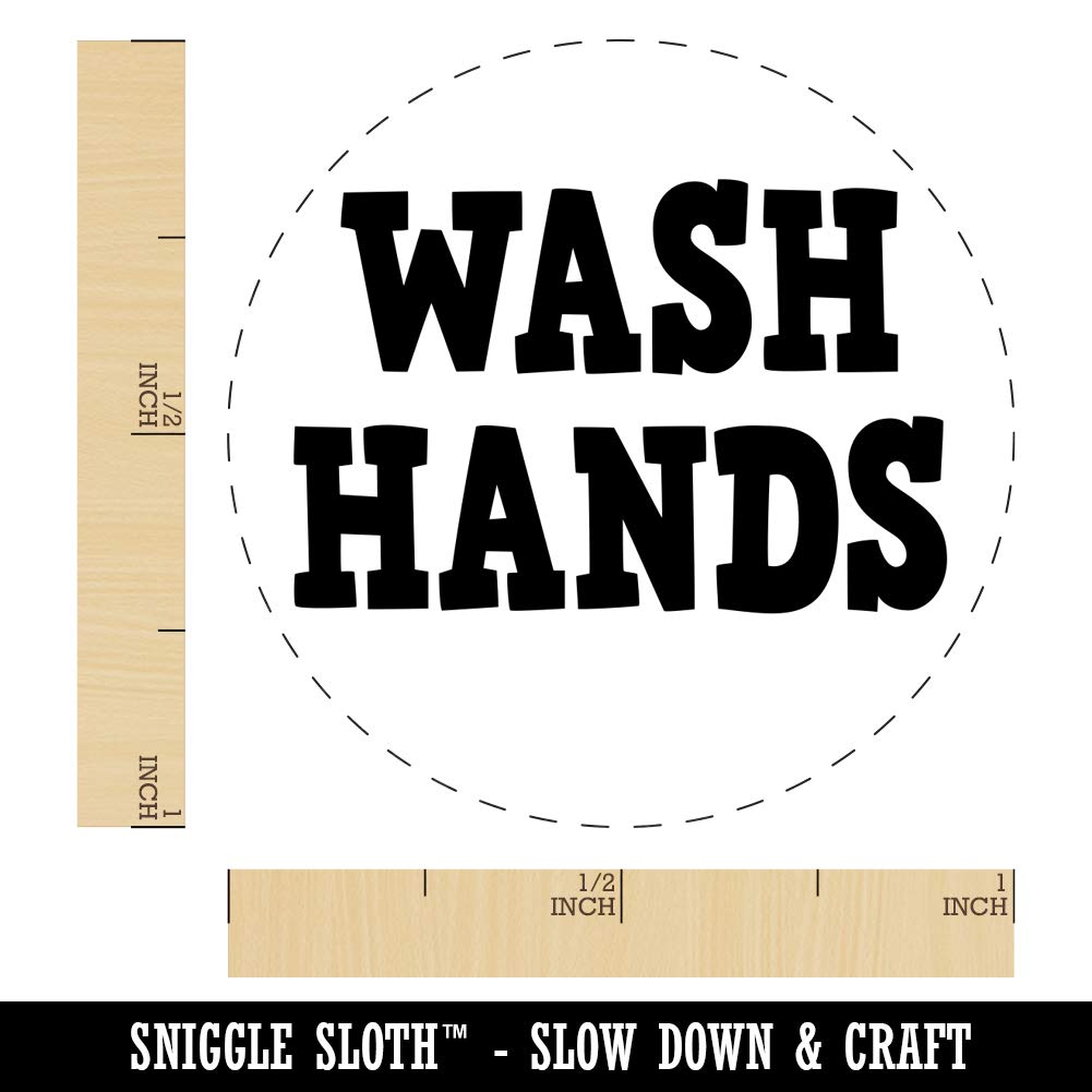 1 Inch Medium Wash Hands Text Rubber Stamp for DIY Crafting, Planners, Scrapbooking & Card Making - Perfect for Handmade Cards, Journals, and Home Decor Projects