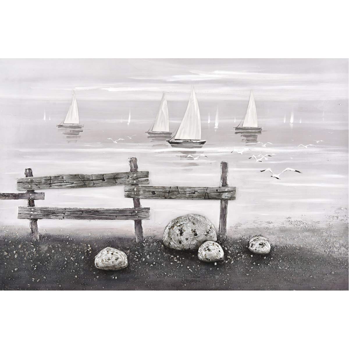 Rogue Décor Gray Wall Art - Modern Abstract Canvas Painting for Living Room, Bedroom & Office Decor