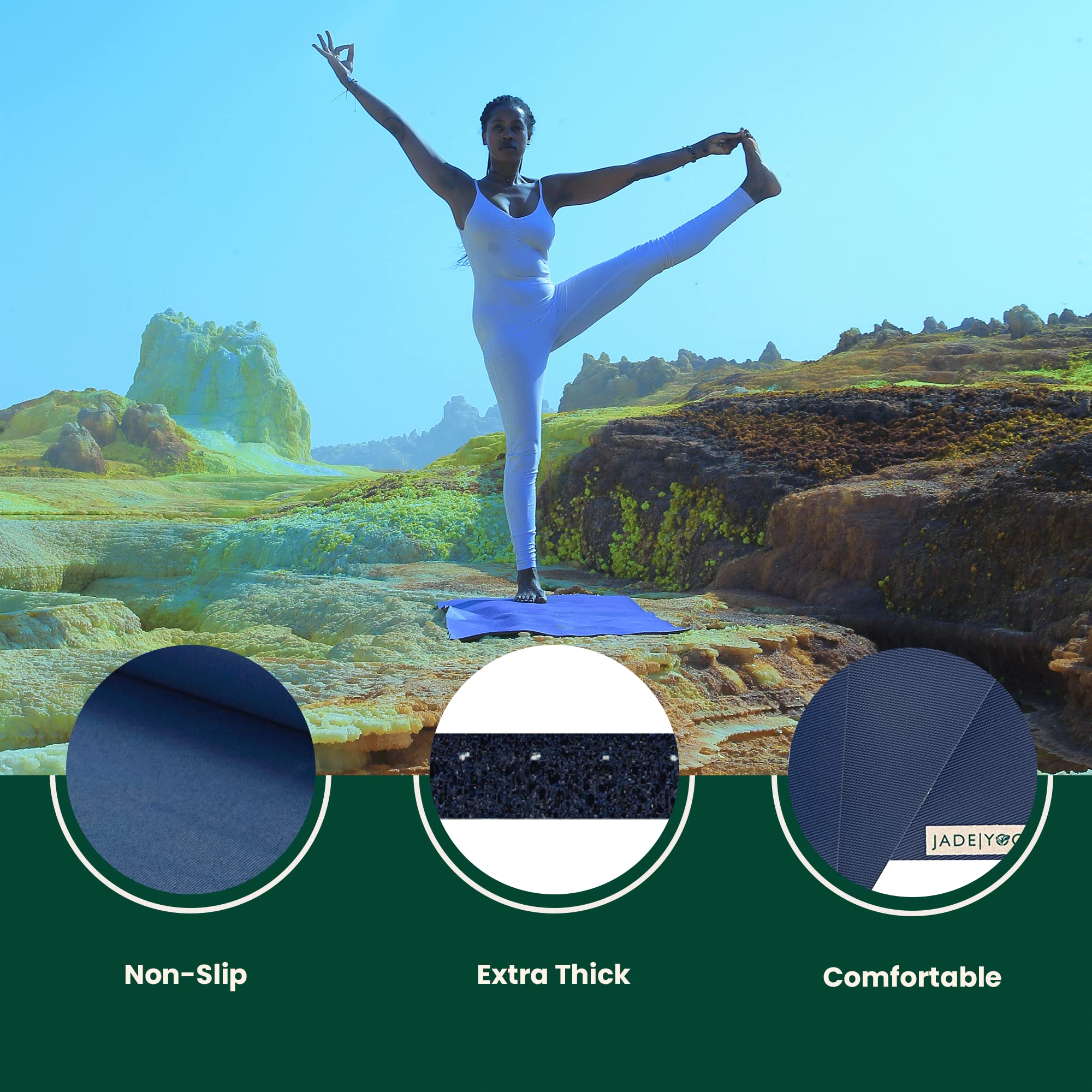 Premium Jade Fusion Yoga Mat - Extra Thick, Non-Slip & Ultra-Grip Exercise Mat for Home Gym (68