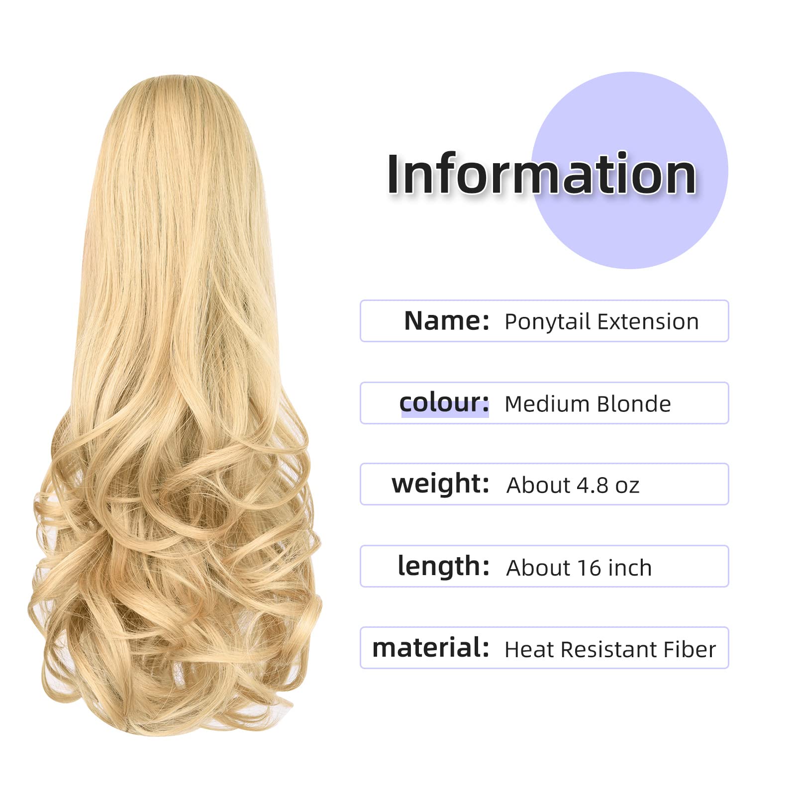 Natural Straight Ponytail Hair Extension with Claw Clip - Seamless Blonde Brown Black Hairpiece for Women - Perfect for Parties, Weddings & Everyday Styling
