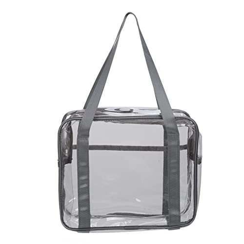 Clear Toiletry Bag for Travel - Large Waterproof Makeup Organizer with Zipper Closure, Transparent Cosmetic Pouch for Bathroom Storage & Travel Essentials (Gray) - Perfect for Airports, Gyms & Weekend Getaways