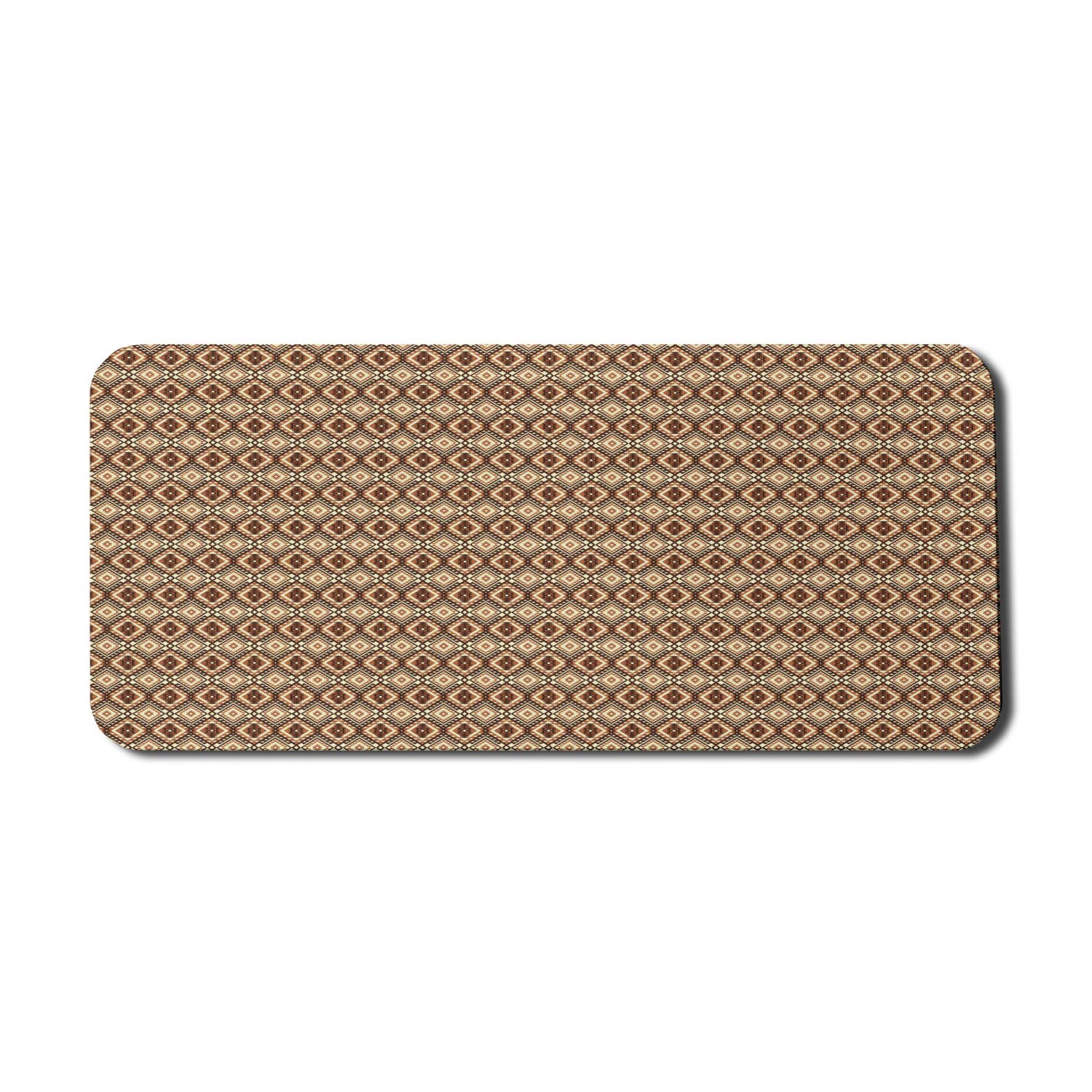 Ambesonne Ethnic Computer Mouse Pad - Tribal Geometric Design with Jagged Rhombus Patterns, Non-Slip Rubber Base, Extra Large 35