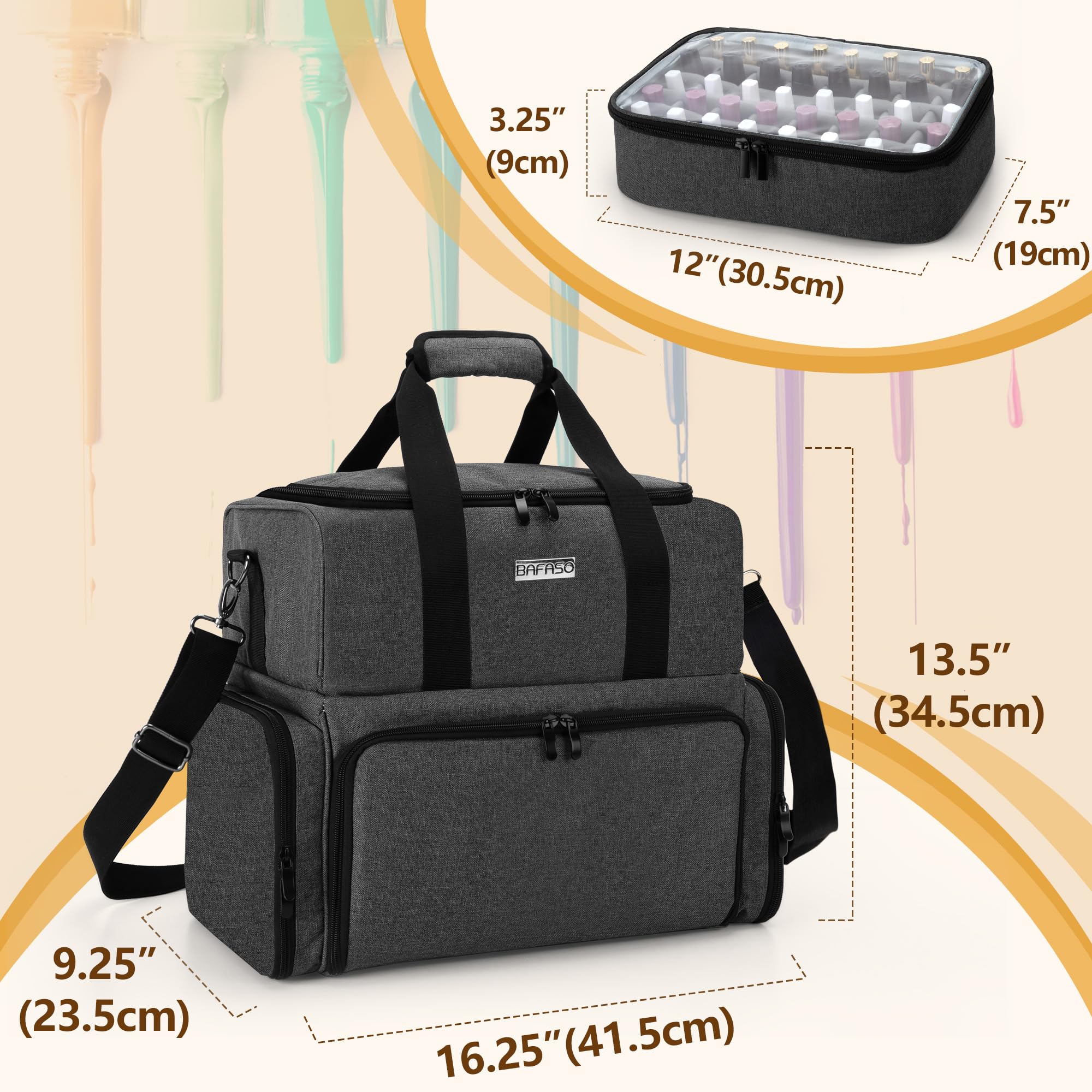 BAFASO Nail Polish Organizer for 80 Bottles & UV Lamp - Portable Manicure Case for Salon & Home Use