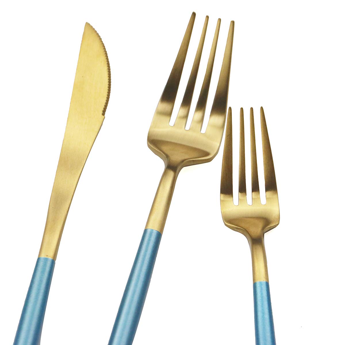 Premium 40-Piece Royal Blue Flatware Set - 18/10 Stainless Steel Cutlery with Matte Blue Handles (Forks, Spoons, Knives for 8) - Elegant Dinnerware for Home, Camping & Travel Use