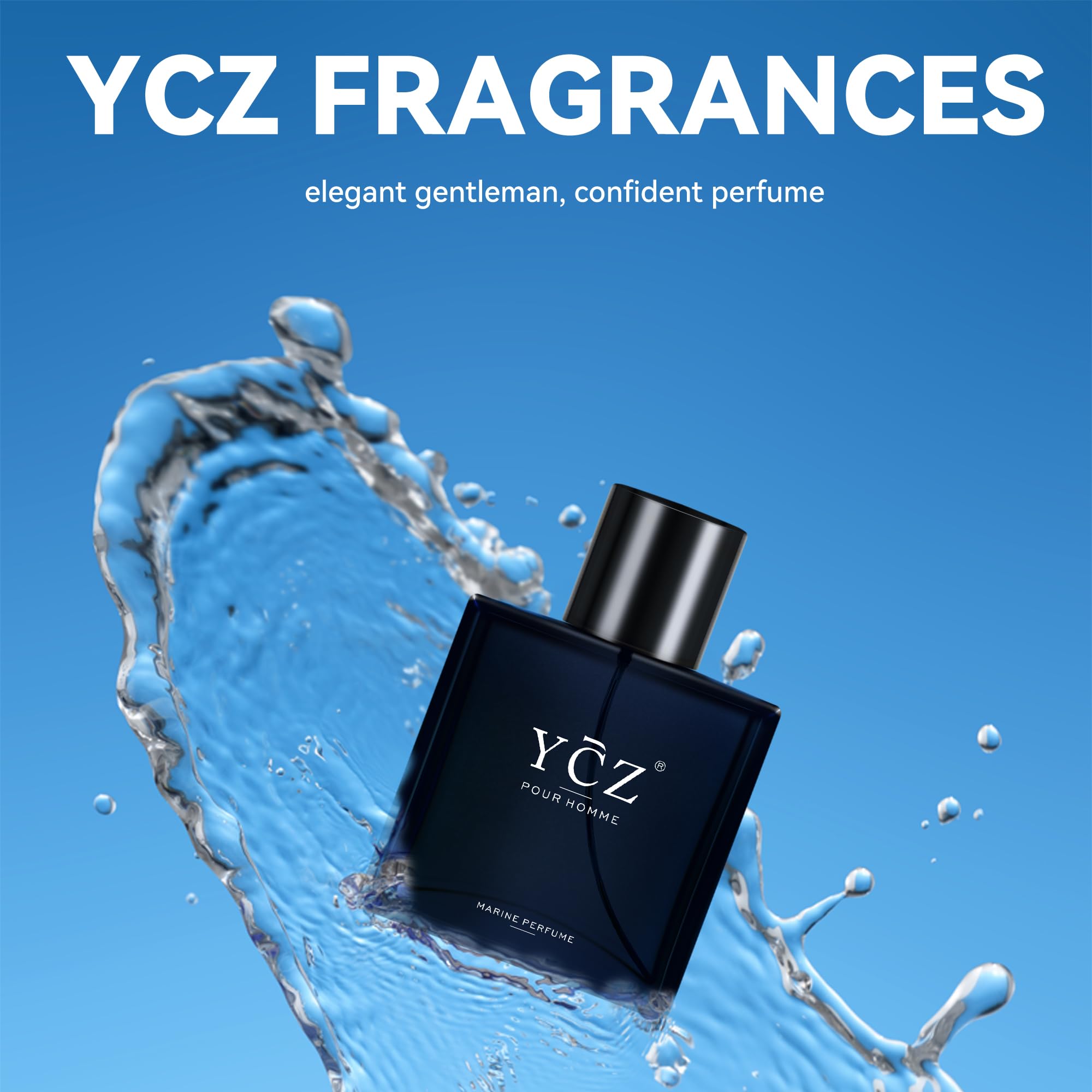 Ycz Pour Homme Marine Cologne for Men - 1.7 oz Eau de Toilette | Fresh Aquatic Scent | Perfect Gentleman's Gift for Birthday, Anniversary & Special Occasions