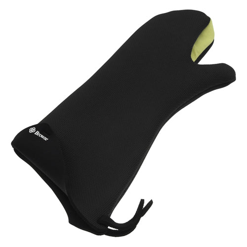 Browne 5441802 Extra Long 17-Inch Black FLXaPrene Safety Oven Mitt with Kevlar Gusset - Heat Resistant Glove for Baking, Grilling & Kitchen Cooking
