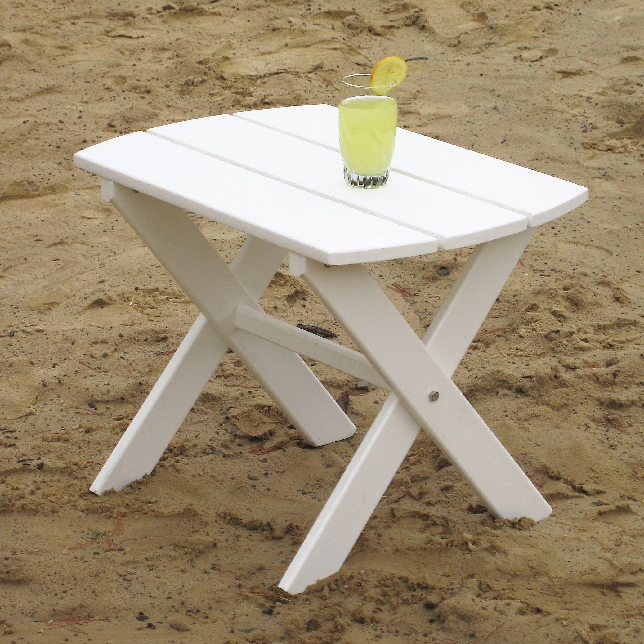 White Poly Folding End Table by Furniture Barn USA - Portable Side Table for Patio, Camping & Small Space Living