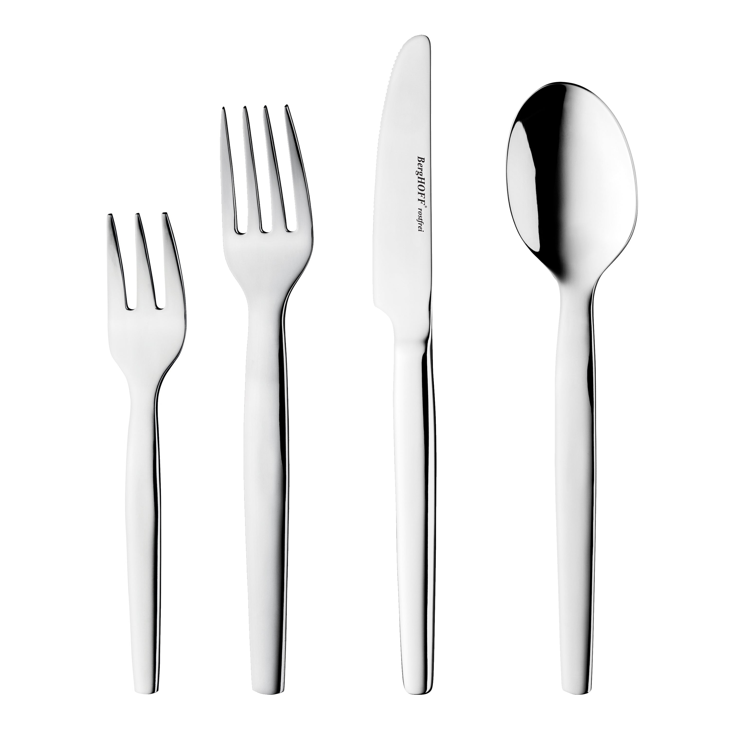 BergHOFF Essentials 48-Piece Stainless Steel Flatware Set - Quadro Design for 12 Place Settings - Elegant Dinnerware for Restaurants, Weddings & Home Entertaining