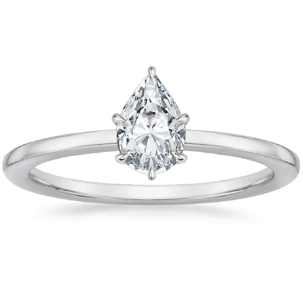 1.0 CT Pear-Shaped Colorless Moissanite Engagement Ring - Vintage Solitaire Halo Wedding Band in 14K Gold/Silver - Anniversary Promise Ring Gift for Women (Perfect for Proposals, Bridal Jewelry & Special Occasions)