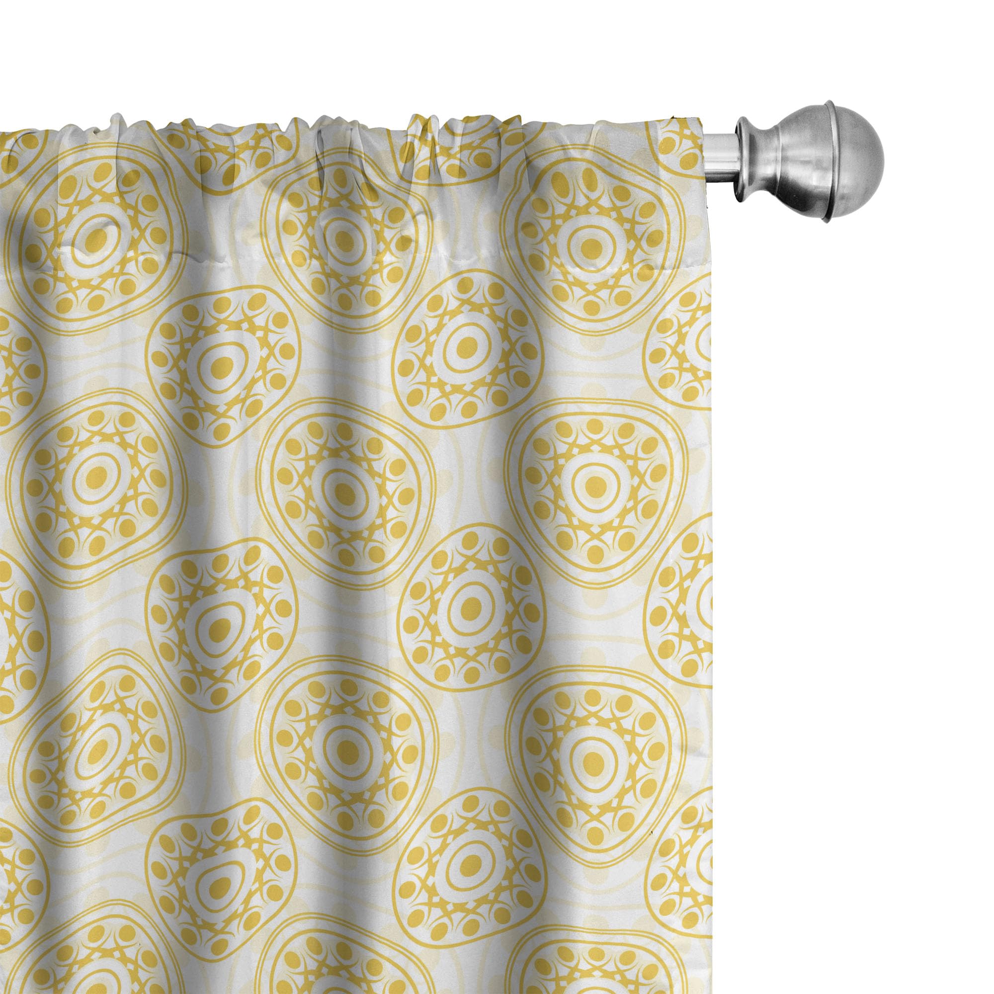 Ambesonne Abstract Curtains - Hand-Drawn Round Circular Patterns with Dots & Streaks in Earth Yellow White | 2 Panel Set (28x84 inches) for Living Room & Bedroom Window Treatments | Perfect for Modern Home Decor & Cozy Interior Design
