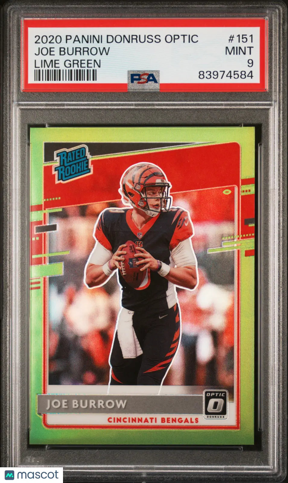 2020 Panini Donruss Optic Joe Burrow Rated Rookie Lime Green PSA 9 /35 - Rare Football Trading Card for Collectors & Sports Fans - Perfect for Display, Investment & Memorabilia Collections