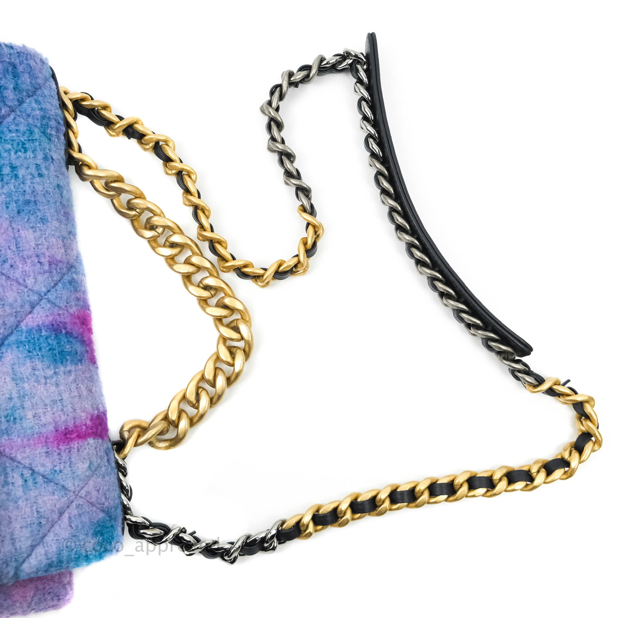 Chanel 19 Medium Flap Bag in Ombre Purple & Black Tweed with Mixed Hardware - Perfect for Luxury Fashion & Evening Events