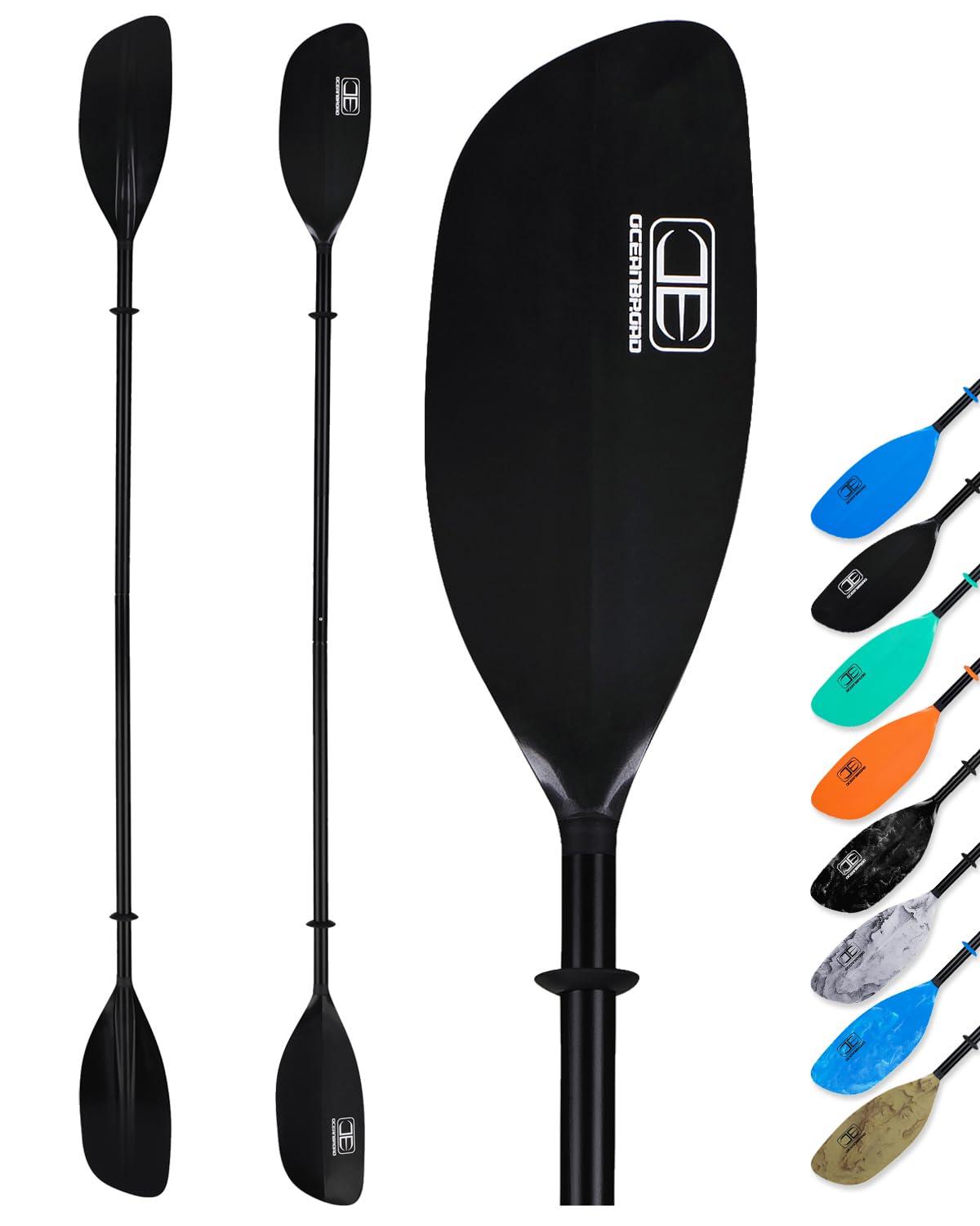 OCEANBROAD 2-Piece Adjustable Kayak Paddle 86in/218cm & 90.5in/230cm - Lightweight Aluminum Alloy Shaft with Floatable Design - Perfect for Kayaking, Canoeing, Boating & Water Sports Adventures