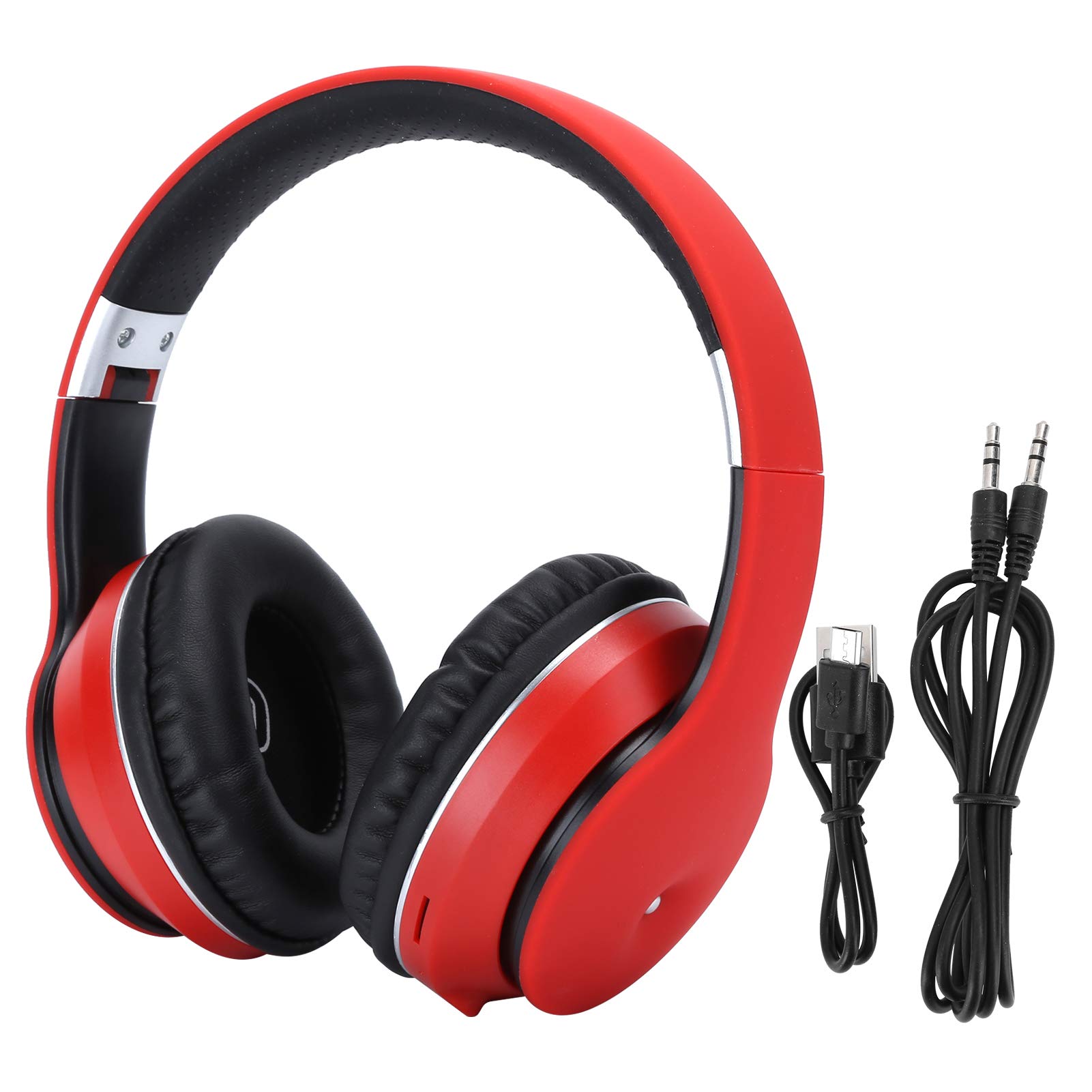 Estink Wireless Bluetooth Headset with Bluetooth 5.0 - Stereo Gaming Headphones with Ultra-Long-Distance Transmission & Memory Card Support - for Music, Gaming, PC, Laptop - Perfect for Home Office, Travel & Commuting (Red)