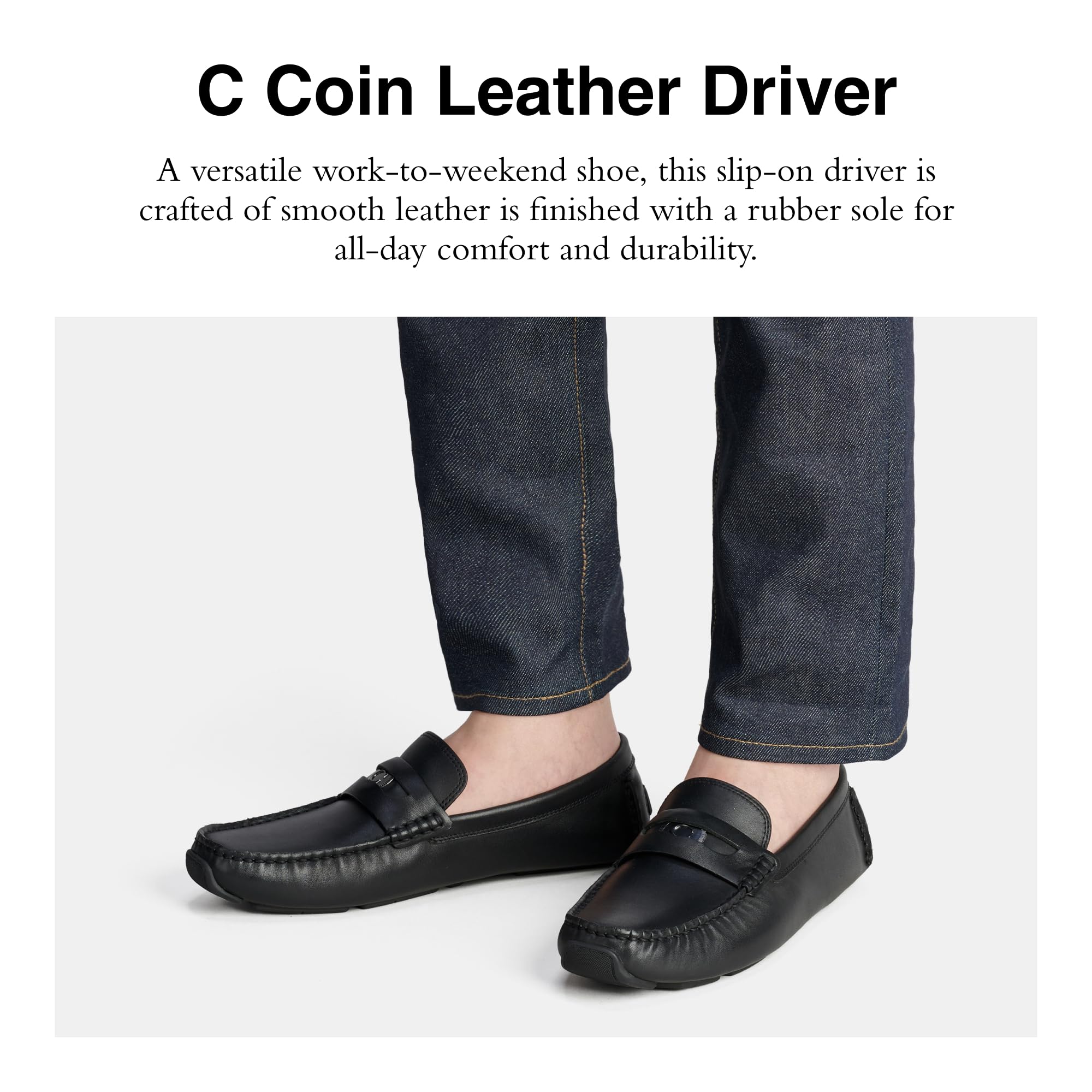 Coach Men's C Coin Leather Driver Loafer - Premium Casual & Business Shoes for Office, Travel & Formal Occasions