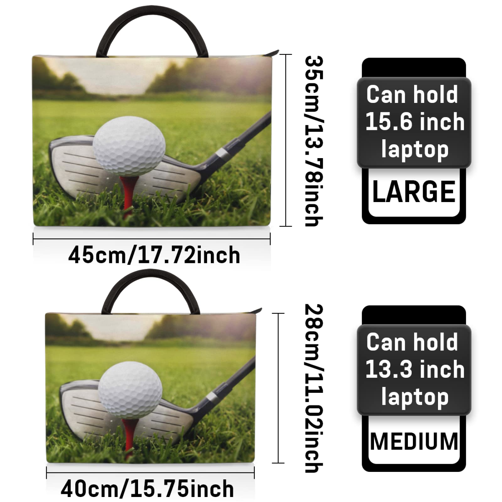 Premium 12/13 Inch Golf-Themed Laptop Sleeve Case - Slim Protective Cover with Handle for MacBook & Notebook Computers - Ideal for Golf Enthusiasts, Office Work, Travel & Business Meetings