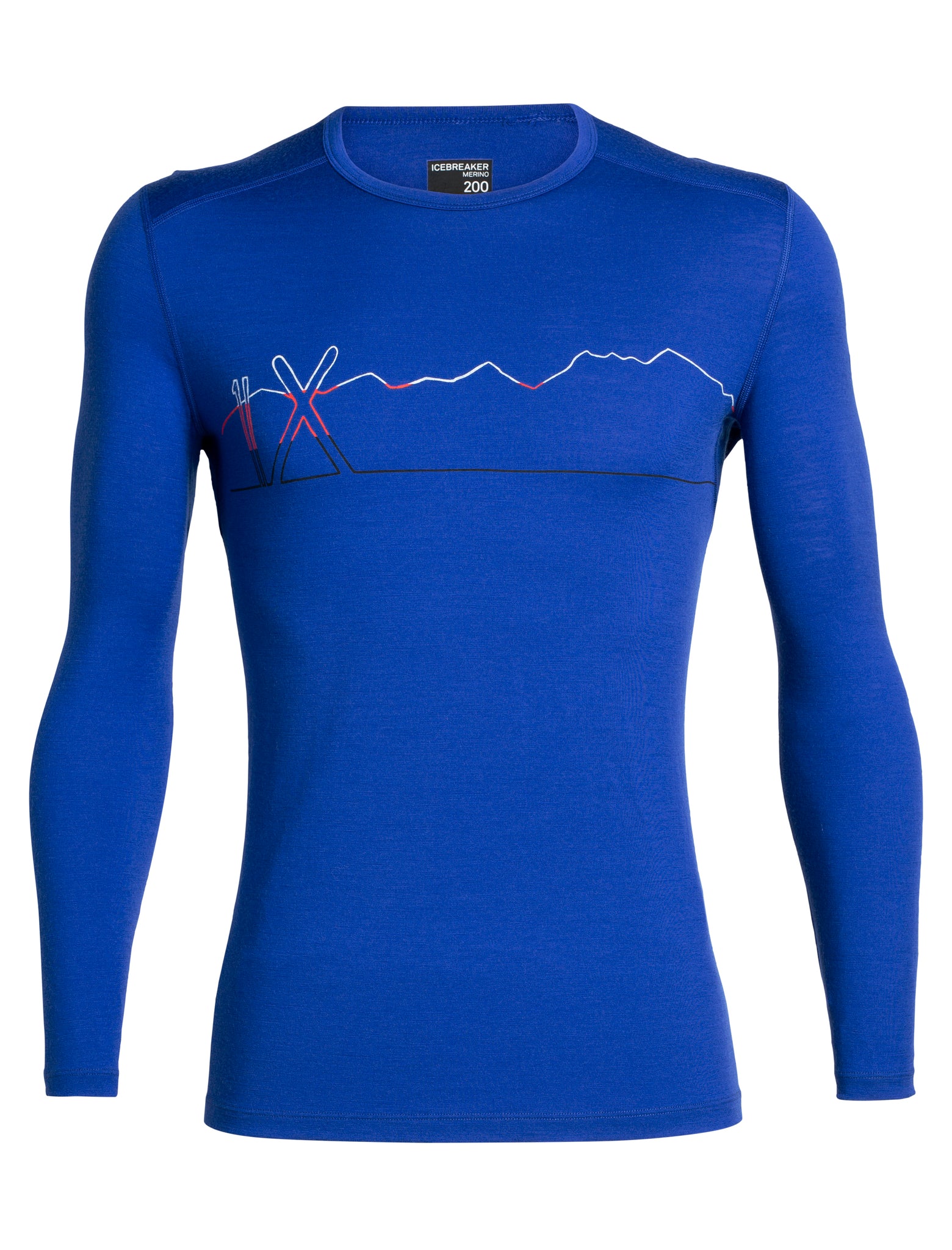 200 Oasis LS Crewe Single Line Ski Men's Thermal Long Sleeve Shirt with Round Neck - Perfect for Skiing, Snowboarding & Winter Outdoor Activities