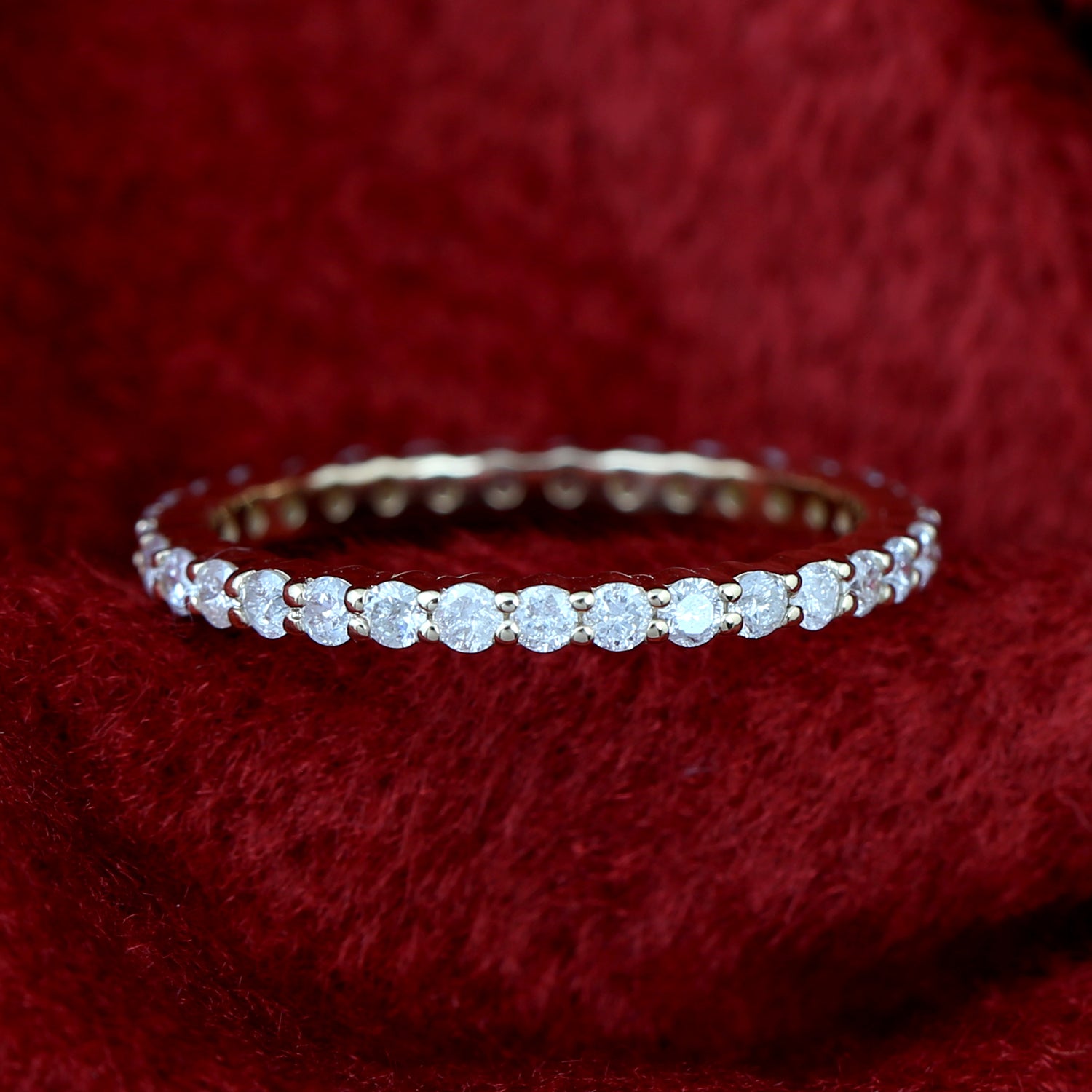 14K Yellow Gold Micro Pave Diamond Full Eternity Band Ring for Women - Wedding, Anniversary, Engagement & Everyday Luxury Jewelry Gift