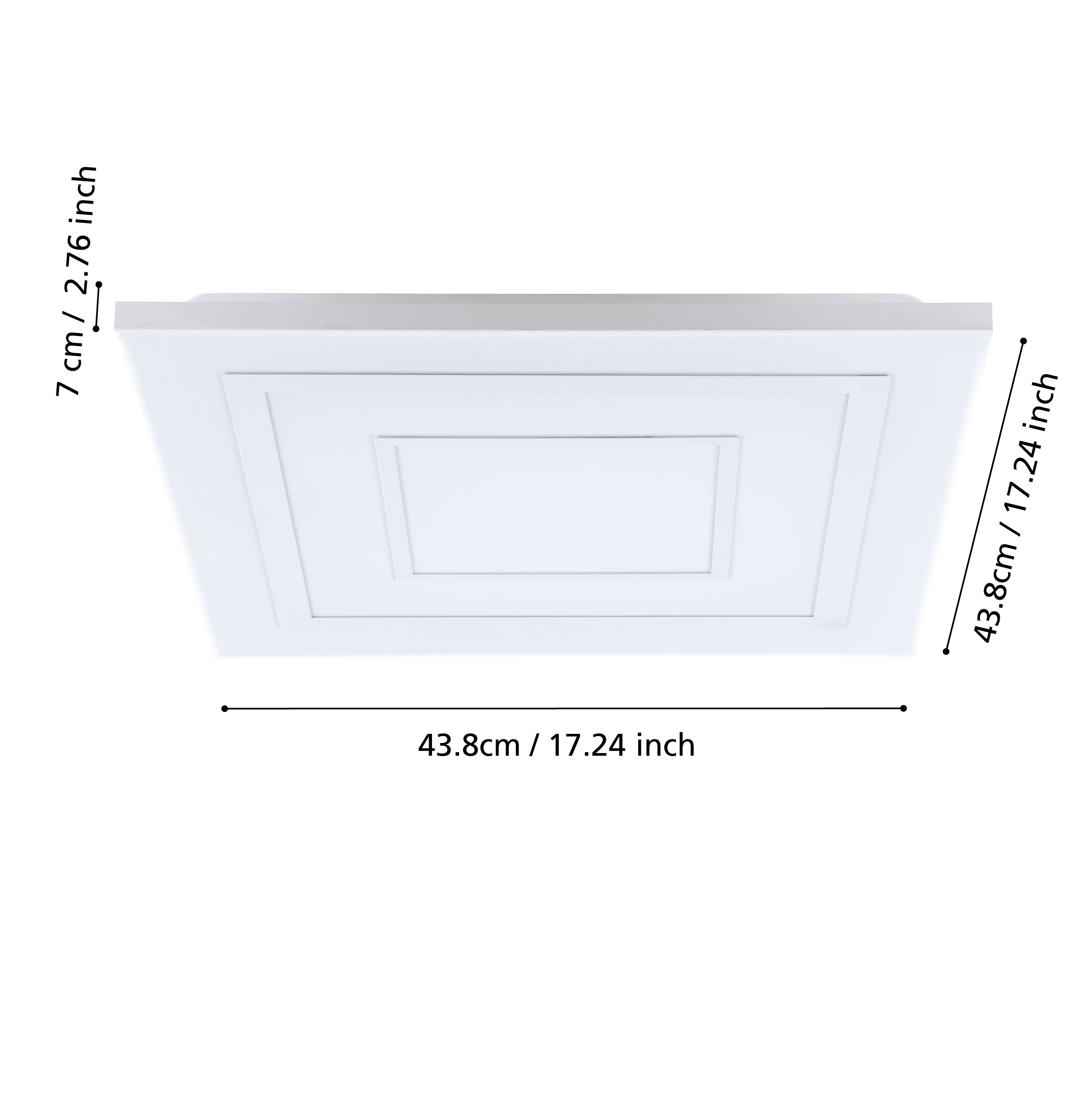 Eglo Albarca 44cm White Square LED Ceiling Flush Mount Light - Modern Lighting for Living Room, Bedroom & Kitchen