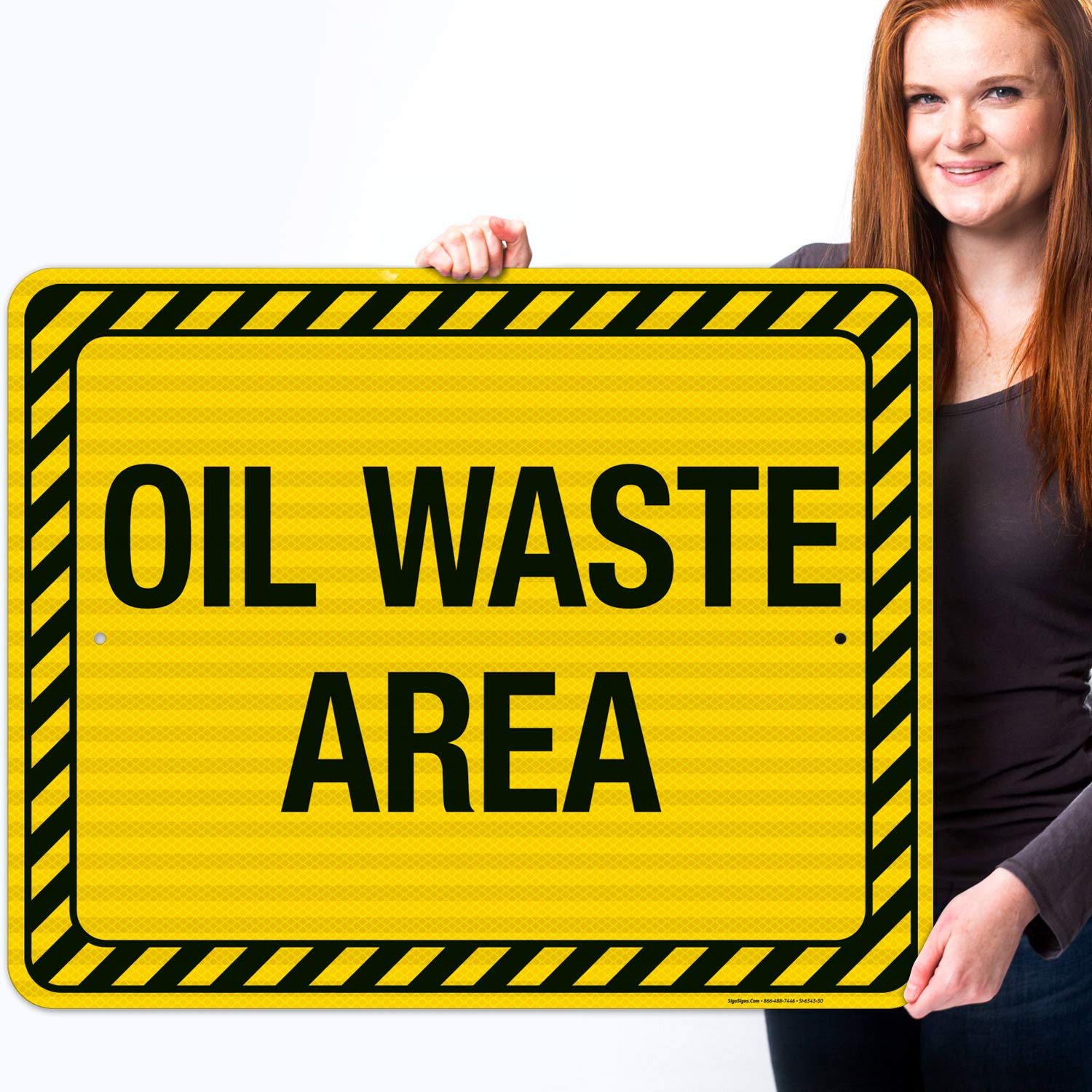3M EGP Reflective Oil Waste Area Sign - 24x30 Inches, .080 Aluminum, Fade Resistant for Indoor & Outdoor Use - Made in USA - Ideal for Industrial Facilities, Construction Sites & Hazardous Waste Areas