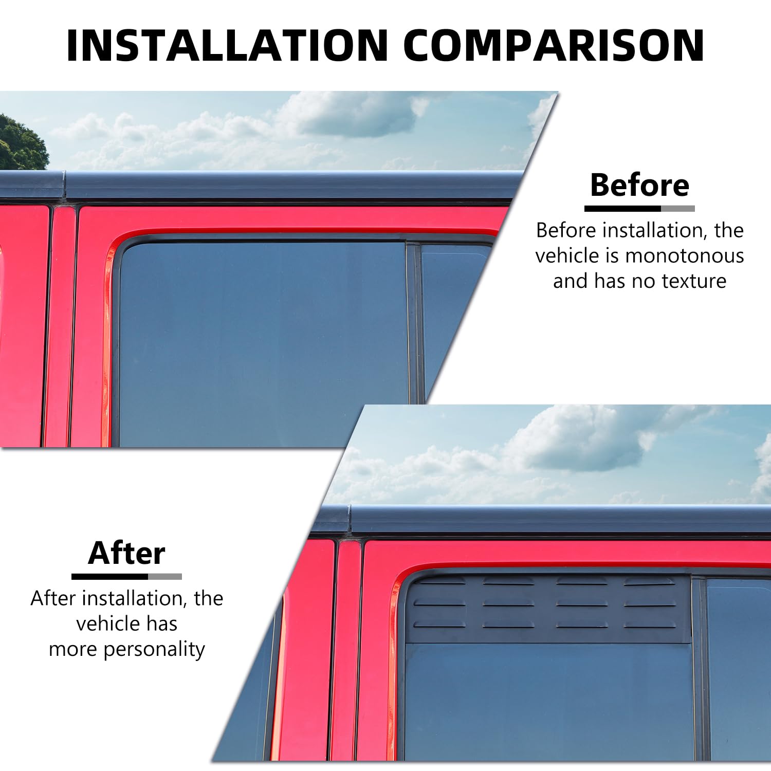 Jeep Wrangler JK Rear Window Louver Cover (2007-2017 Models) - Durable Exterior Air Vent Trim for 4-Door JK Wranglers - Perfect for Off-Roading & Summer Driving Protection