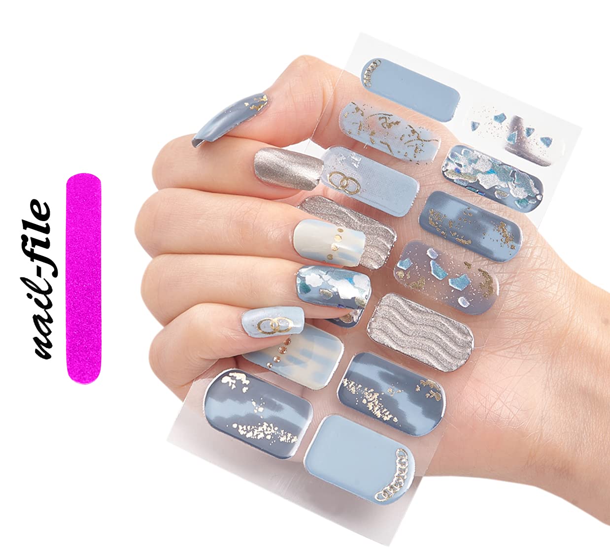 3D Nail Stickers for Women & Girls - Waterproof Glitter Luxury Self-Adhesive DIY Nail Art Decals (14 Pieces, DQ3-19) - Perfect for Parties, Weddings, and Everyday Nail Fashion