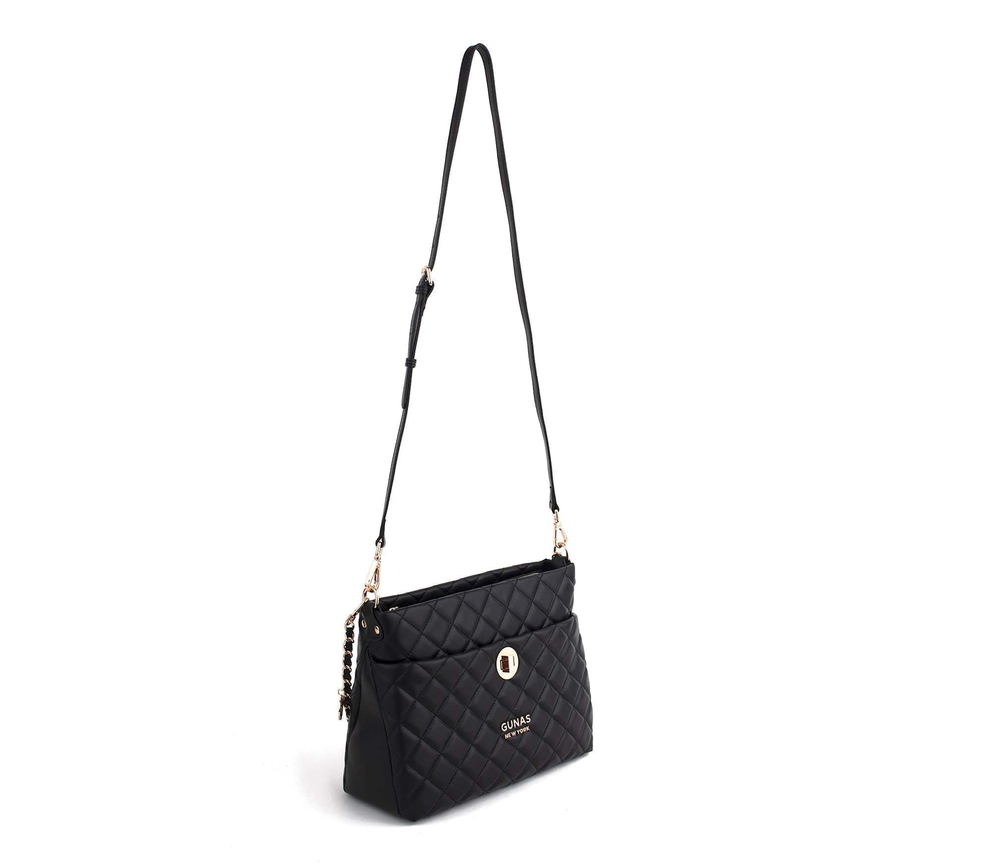 Eco-Friendly Koi Quilted Vegan Leather Shoulder Bag for Women - Stylish Black Crossbody Purse | Perfect for Work, Travel & Everyday Use