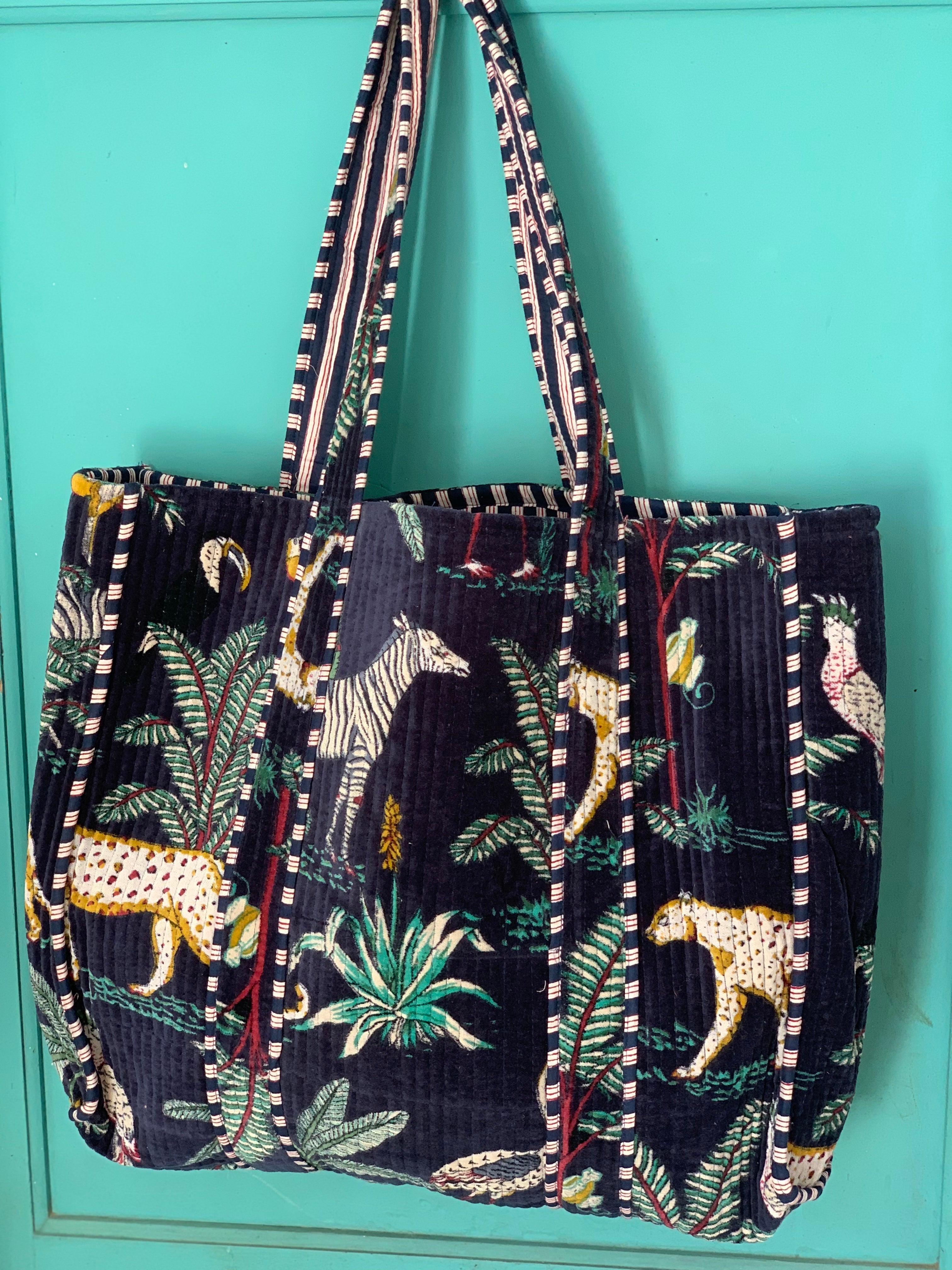Velvet Boho Quilted Tote Bag - Stylish & Spacious Handbag for Women - Perfect for Work, Travel & Everyday Use