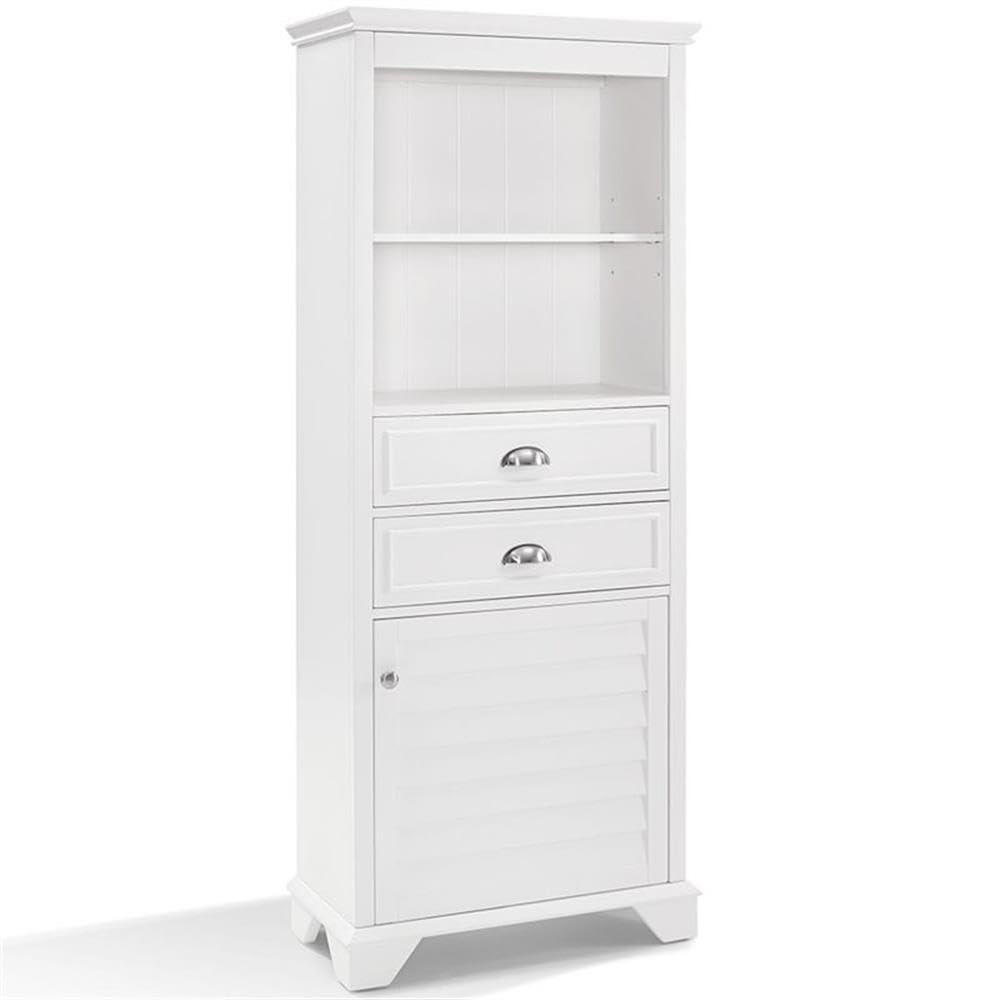 Pemberly Row White Linen Cabinet - Stylish Storage for Bedroom, Bathroom & Living Room Organization